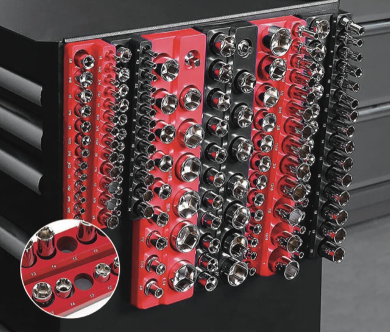 KING Magnetic Socket Organizer Holder 6-PACK Set 1/4'' 3/8'' 1/2'' Metric SAE