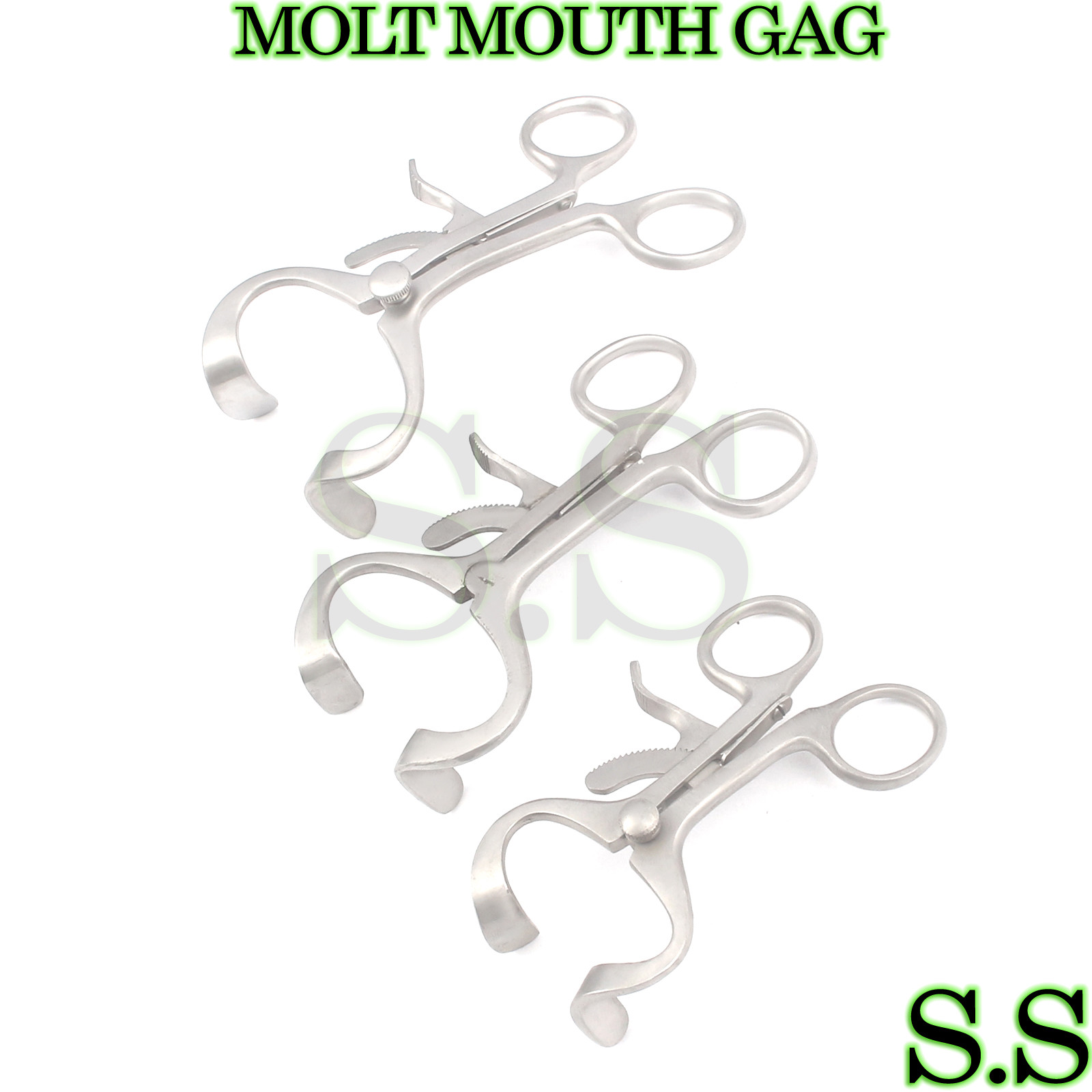 3 SETS 3 MOLT MOUTH GAG 3.50" 4.50" 5.50" Surgical Dental ANESTHESIA Instrument