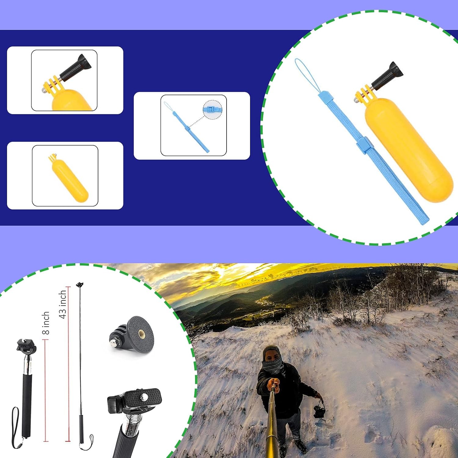 44 in 1 Action Camera Accessory Combo Kit -Compatible with Insta360 One Black