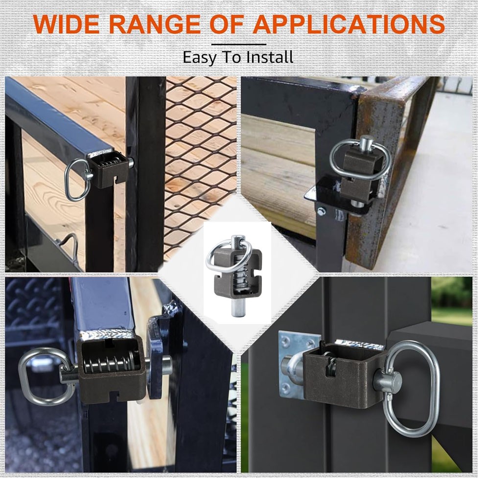 2PCS Weld-On Spring Pin Latch Lock Assembly for Utility Trailer Tail Gate Loaded
