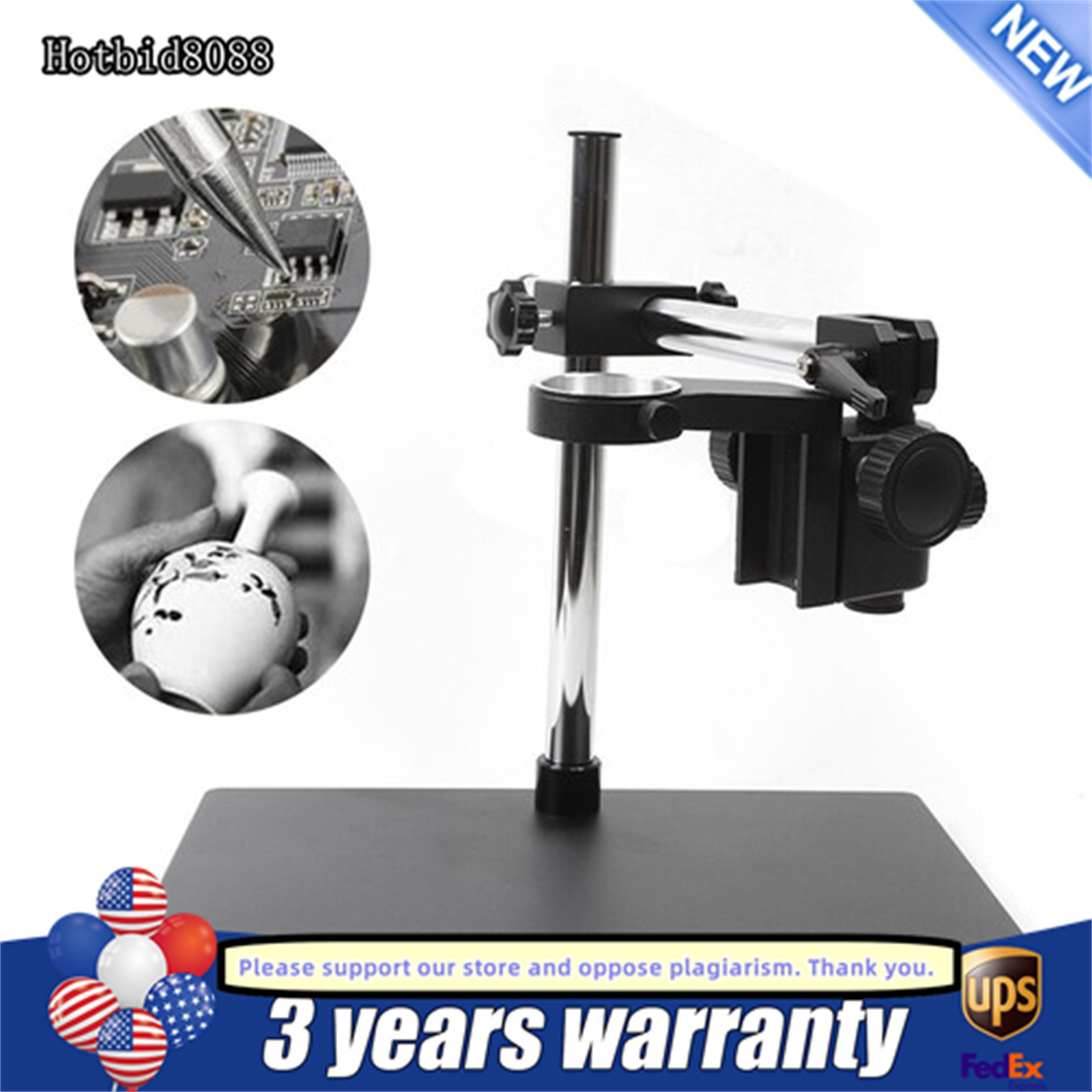 Adjustable Microscope Boom Stand Heavy Duty Large Stereo Arm Table Stand Holder