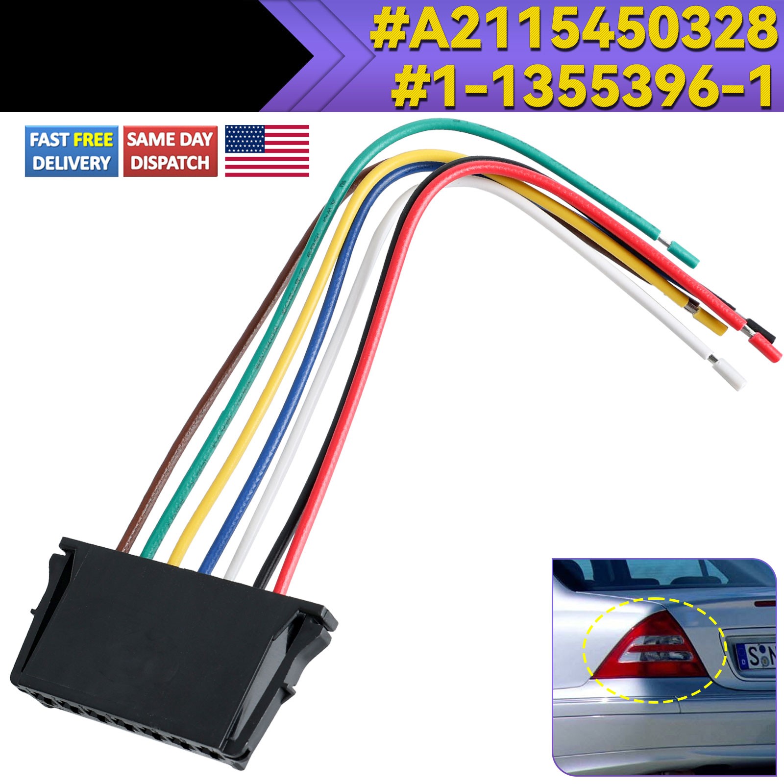 For Mercedes W204 Harness Clip Tail Light Rear Lamp Cable Wire Plug C300/200/63