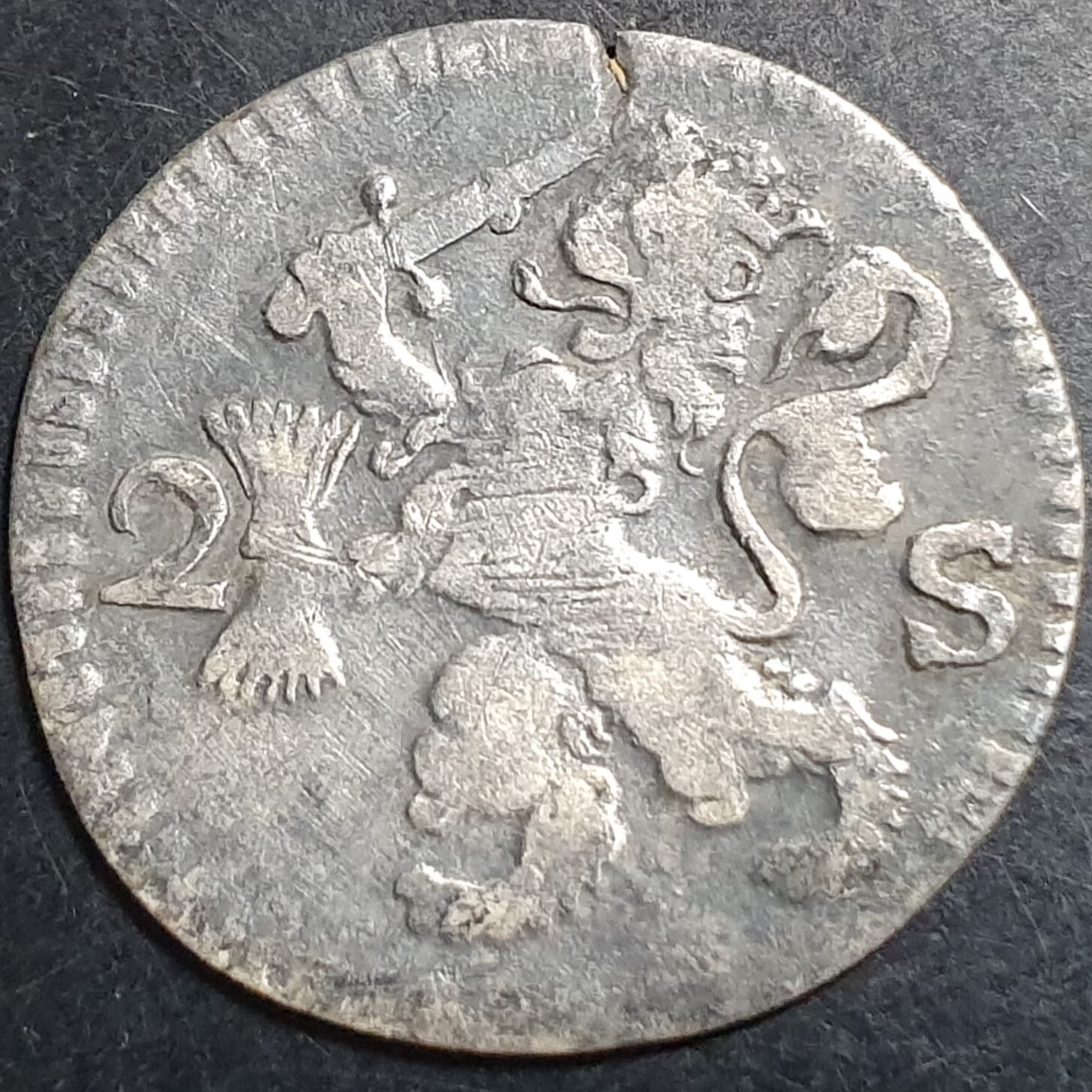 Provincial Dutch Netherlands Gelderland Gelria 2 Stuiver 1707 Silver Fine