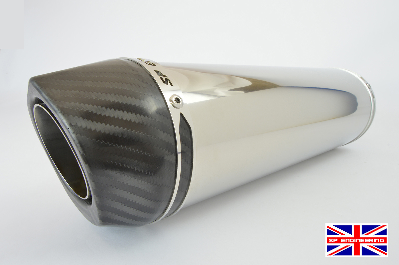 YZF-R125 08-13 SP Diabolus Polished Stainless Round XLS Carbon Outlet Exhaust