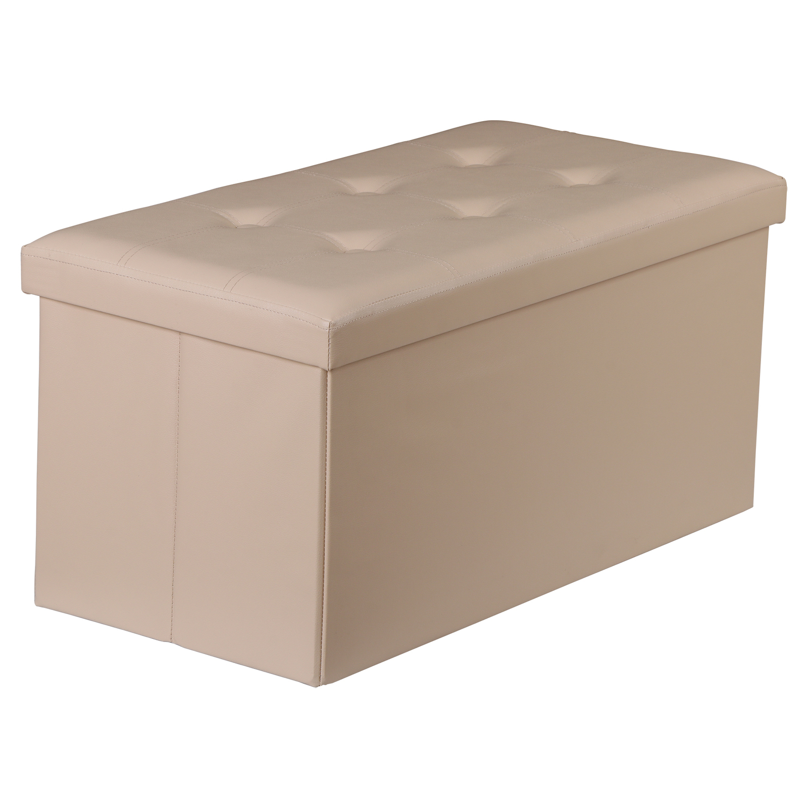 Beige Sturdy Ottomans Foot Bench Foldable Storage Footstools Spacious Organizer