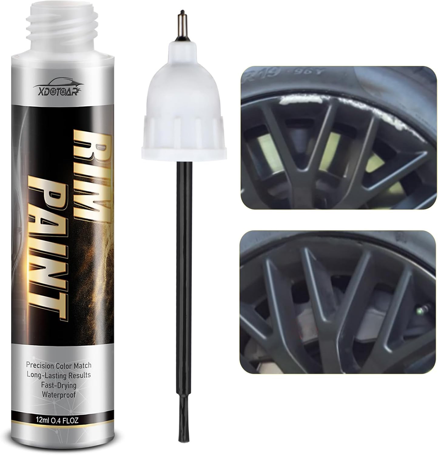 Gloss Black Rim Touch Up Paint, 0.4 Fl Oz (Pack of 1), Universal