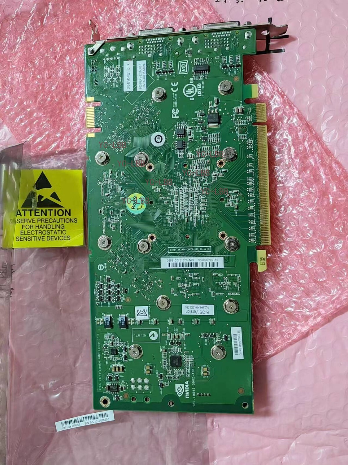 NVIDIA Geforce 9600GS Graphics card Initial D6 D7 D8