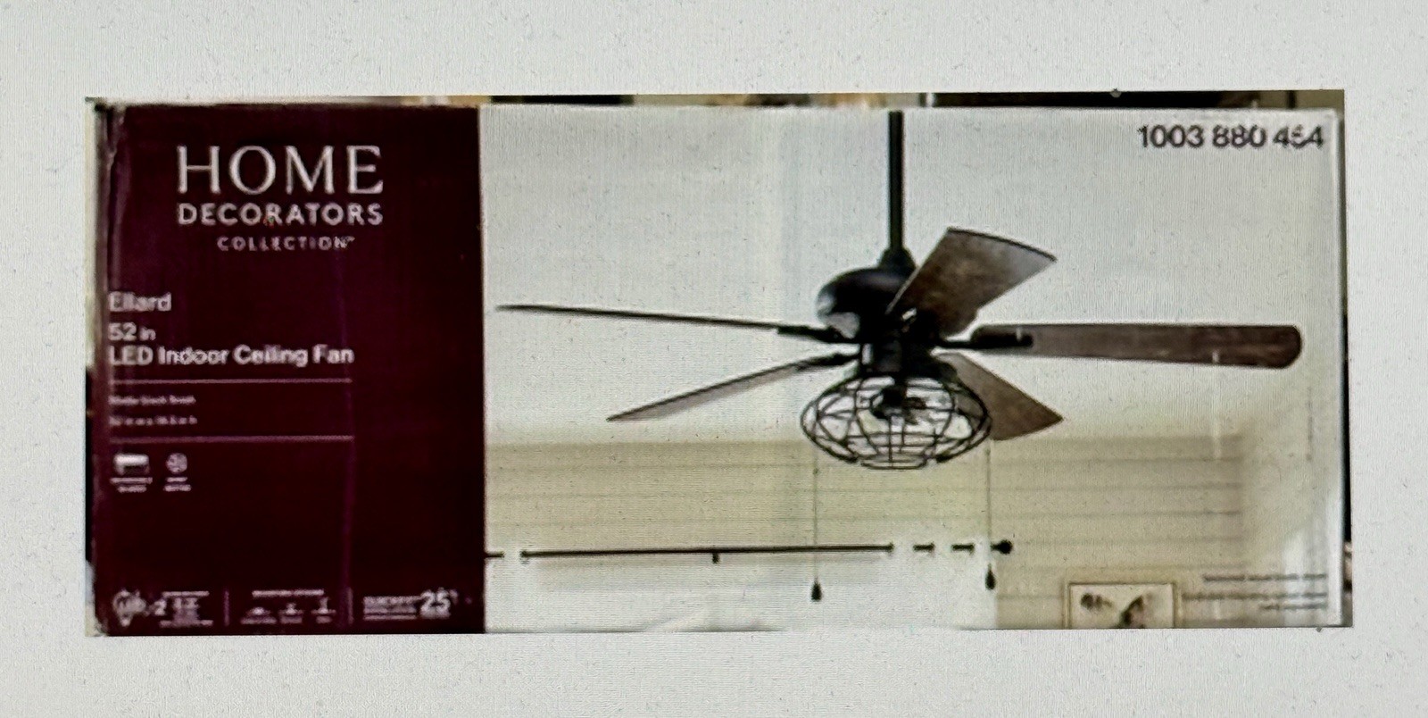 Home Decorators Collection Ellard 52" LED Indoor Blk Ceiling Fan w/Light New -HL