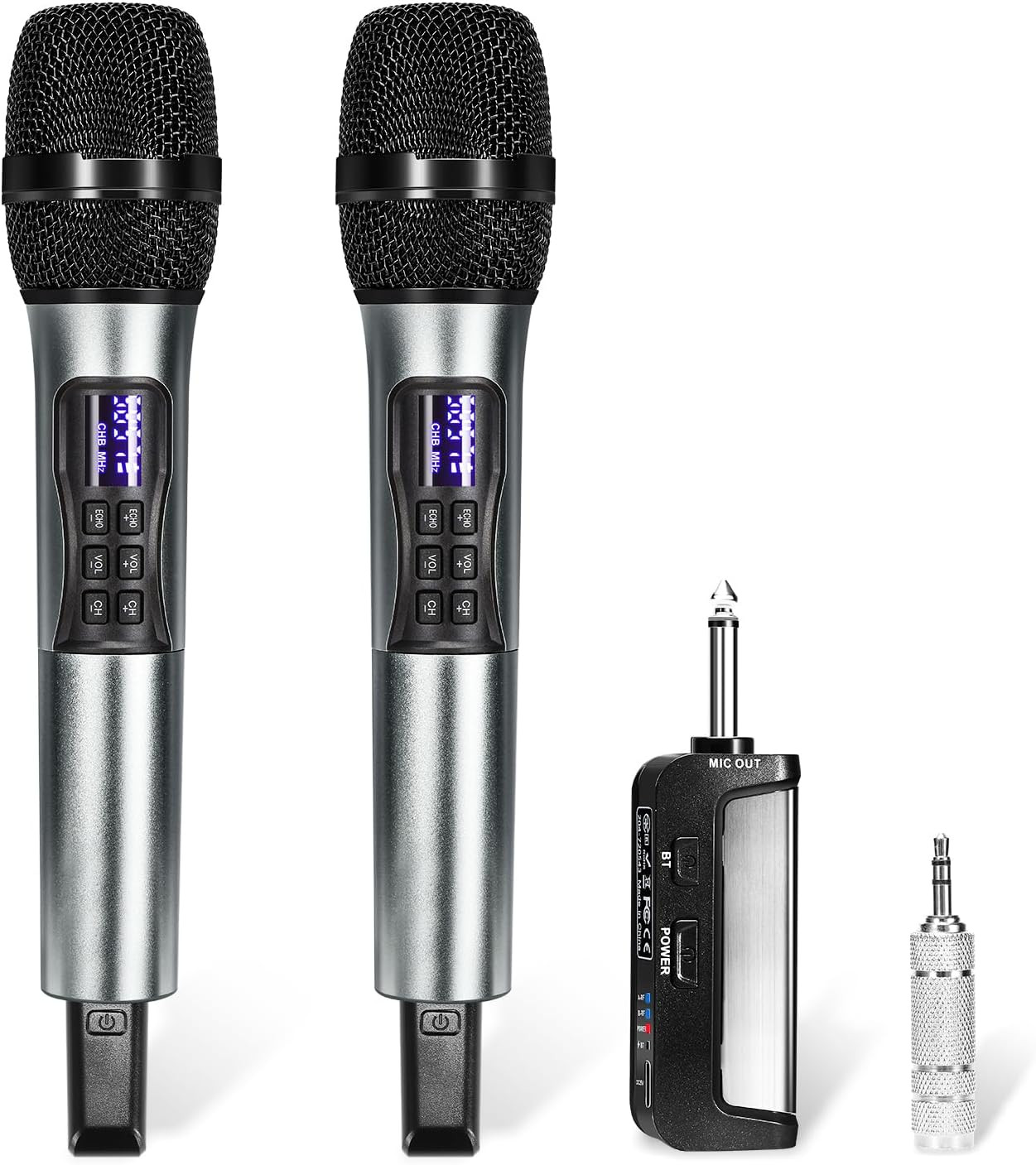 Wireless Microphone Karaoke System with Rechargeable Bluetooth Receiver,Professi