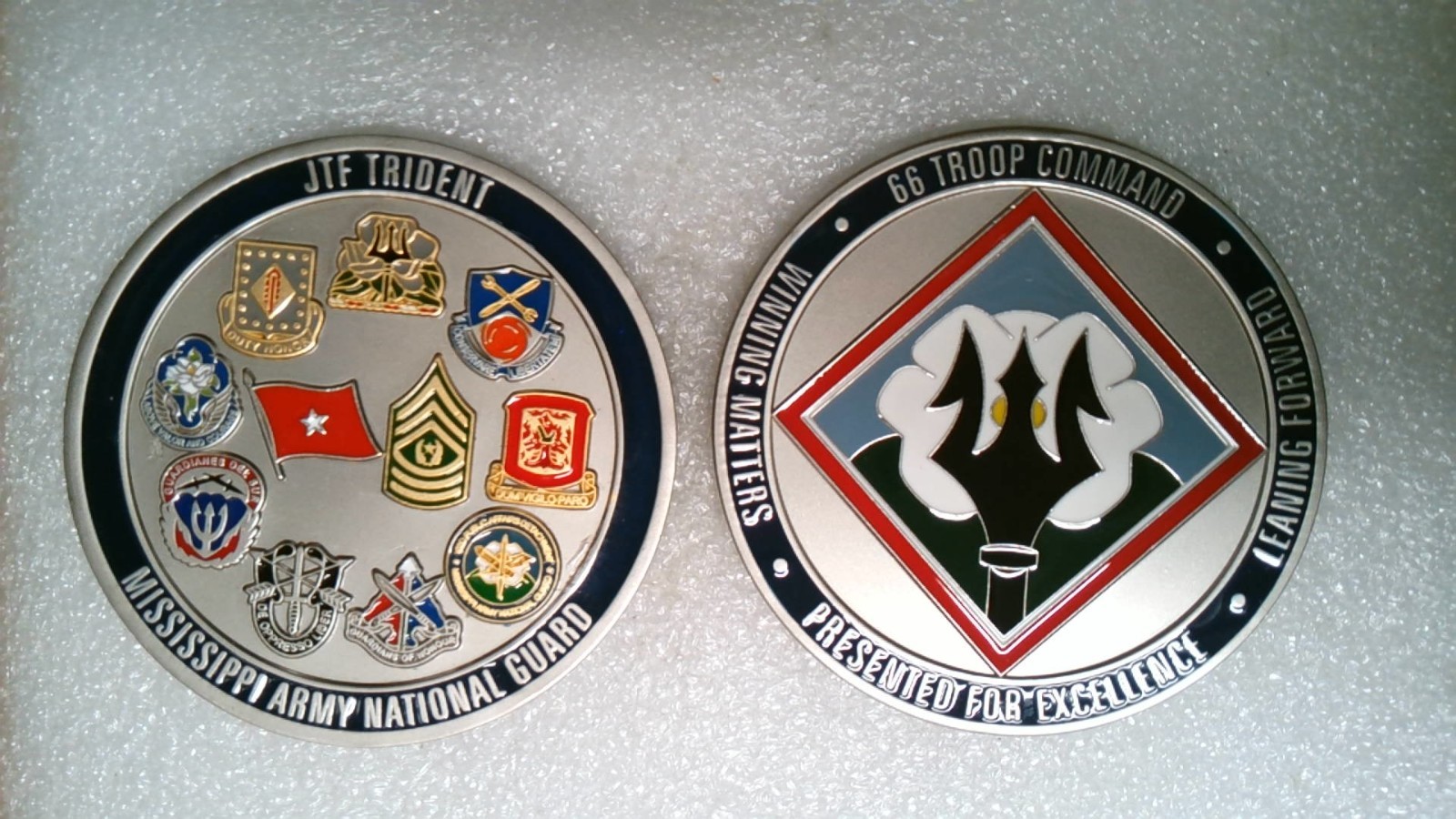 CHALLENGE COIN MISSISSIPPI ARMY NATIONAL GUARD JTF TRIDENT 66 TROOP COMMAND