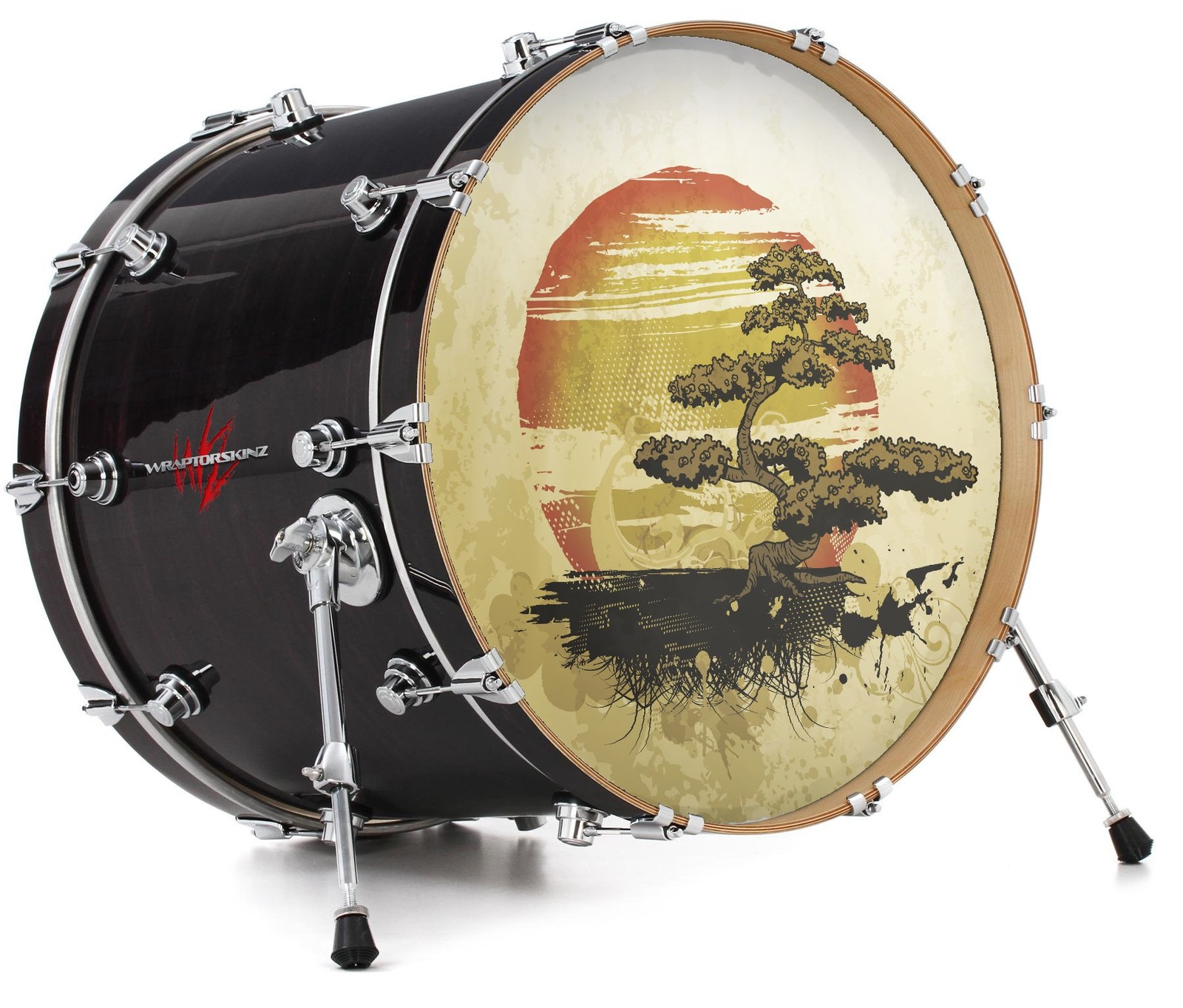 Vinyl Decal Skin for 26" Bass Kick Drum Heads Bonsai Sunset