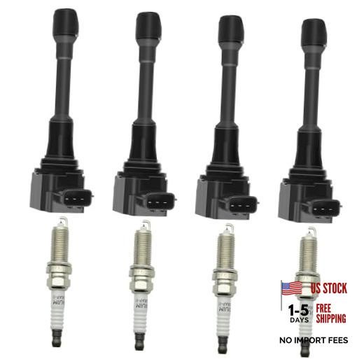 4 PCS UF549 Ignition Coil Pack with 9029 Spark Plugs Compatible with Nissan