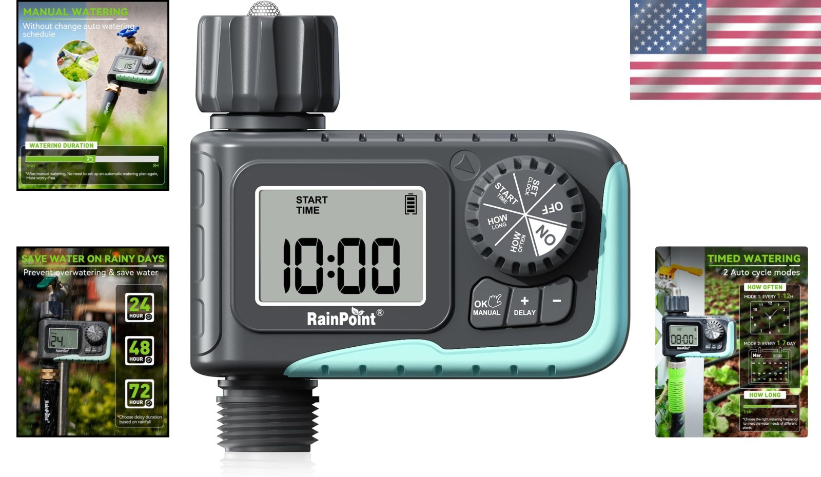 Programmable Sprinkler Timer with Rain Delay - Efficient Digital Irrigation