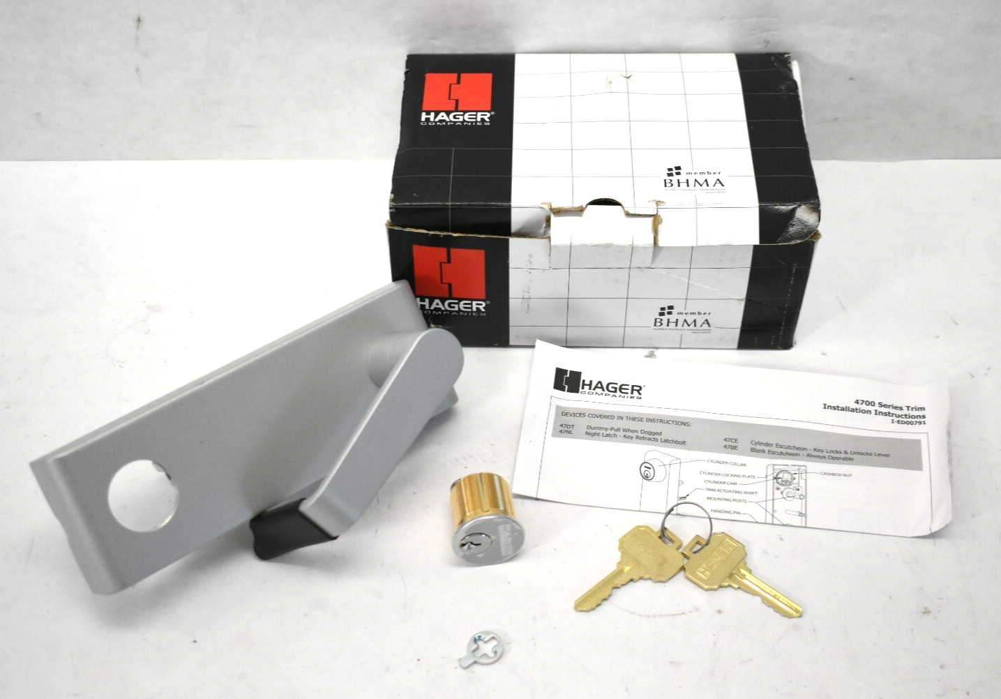Hager 104997 47CE Cylinder Escutcheon Withnell Lever ALM w Cylinder Replacement