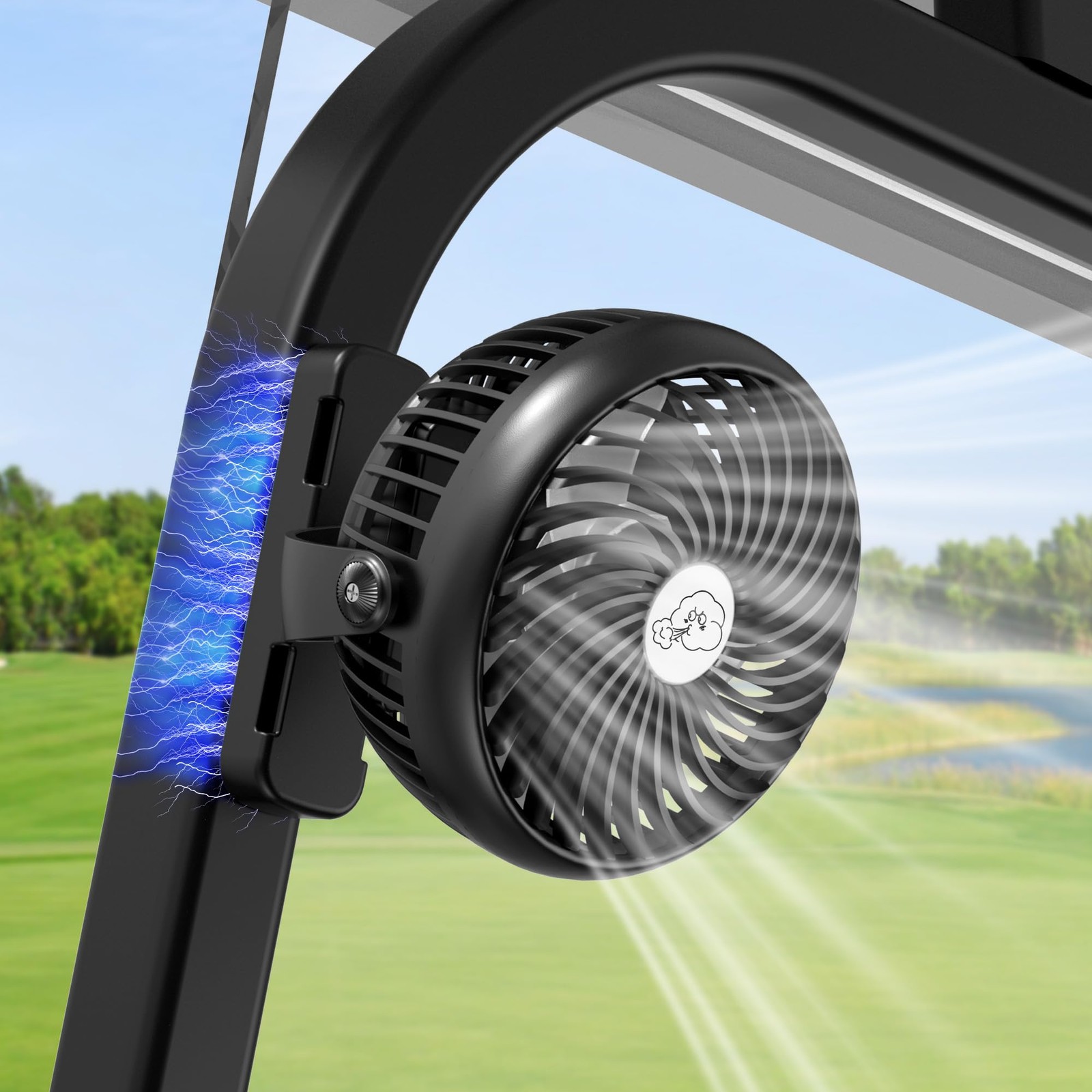 AMACOOL Magnetic Golf Cart Cruise Fan, Tool Gifts for Men Him 5000mAh, Black