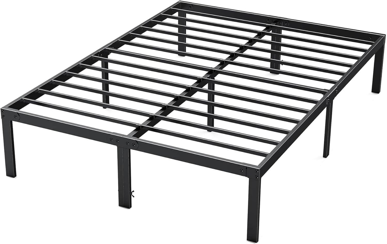 Sturdy Metal Bed Frame with Hidden Under-Bed Storage – Black, Full-Size