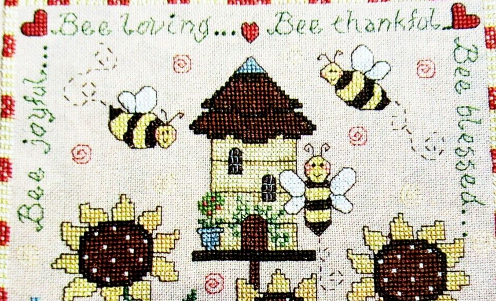 Bee Blessed Thankful Loving Bloom Spring Design CROSS STITCH PATTERNS