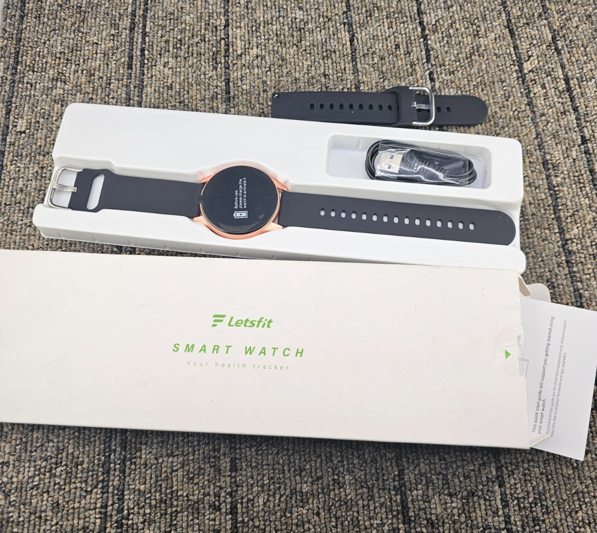 Letsfit E42: Black Bezel + Black Band Letsfit Smart Watch