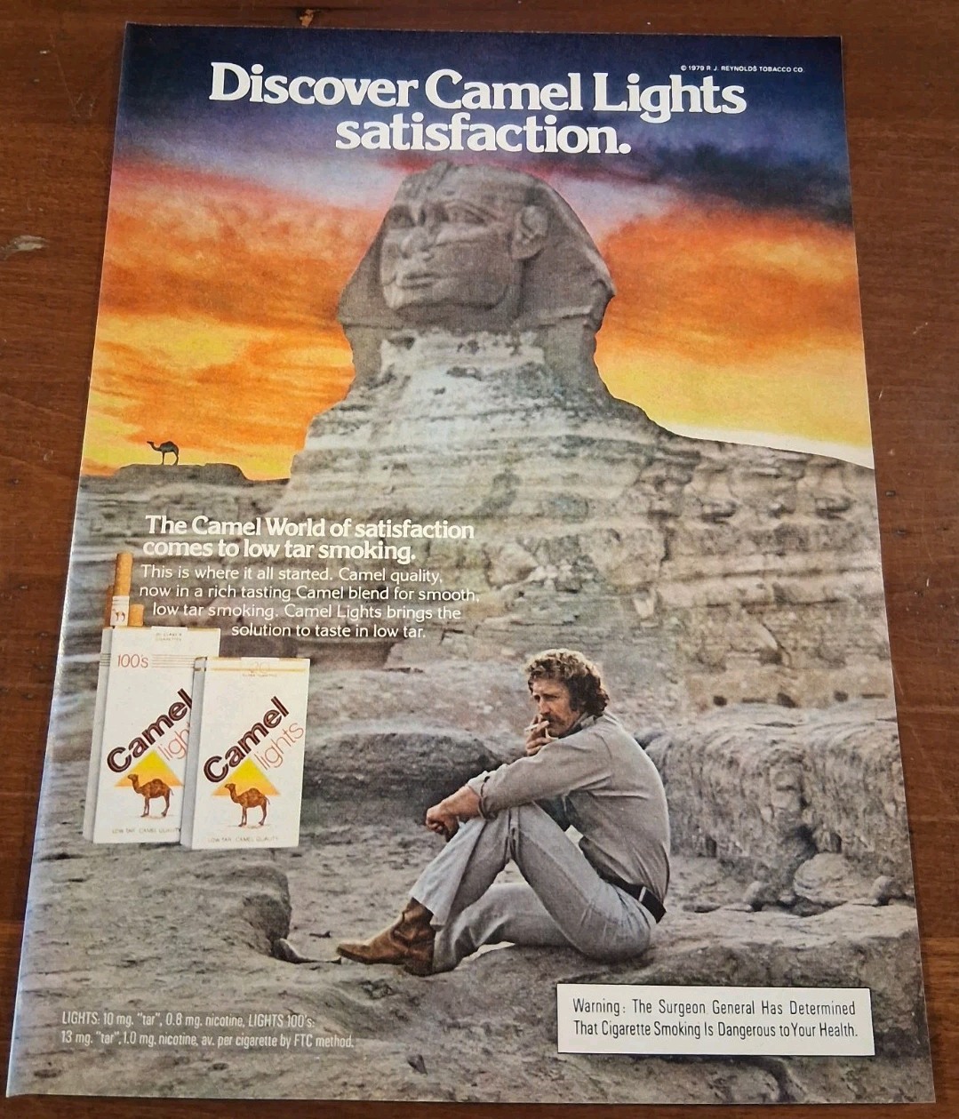Camel Lights Cigarettes Sphinx Egypt Vintage Promo Print Ad 8x11 1979