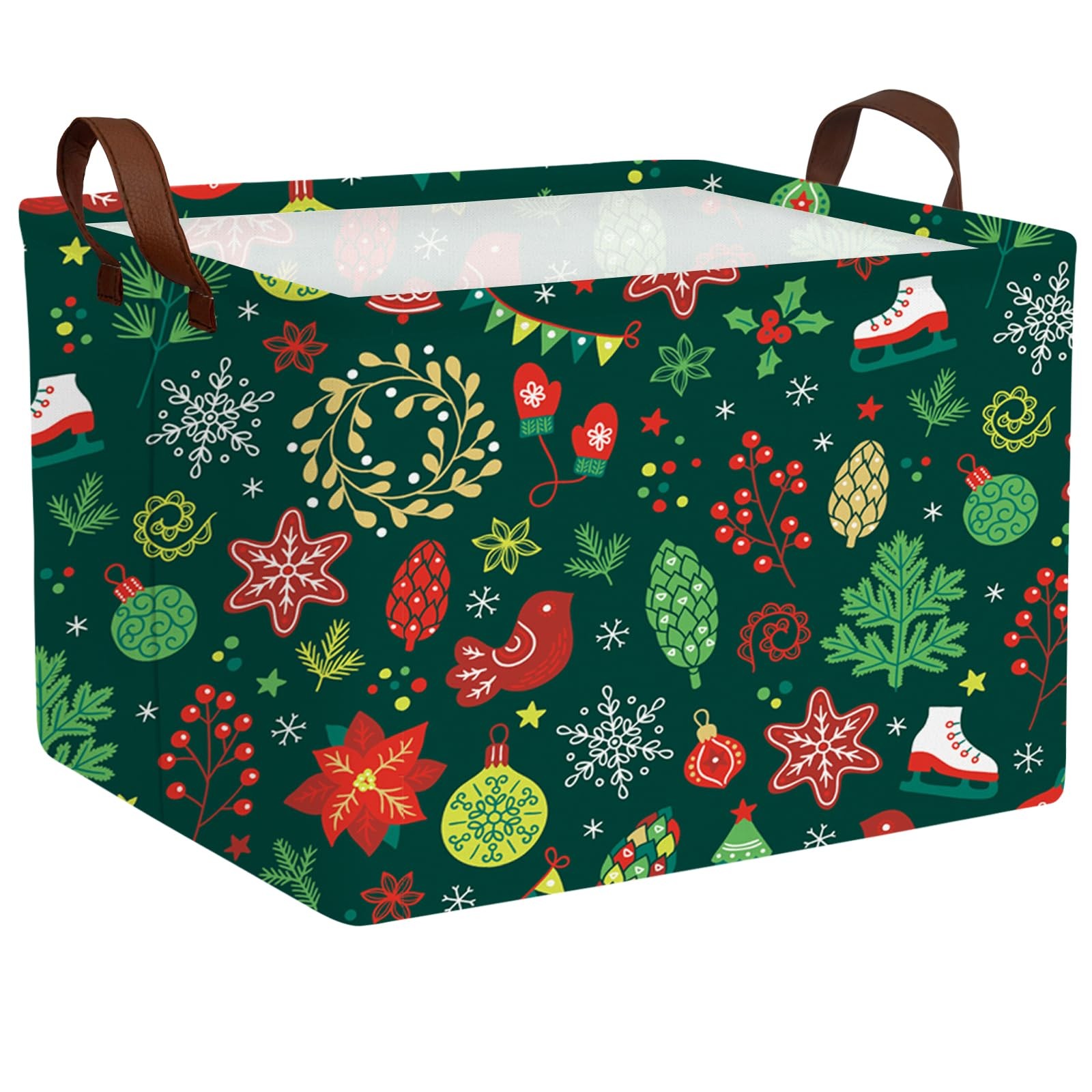 BOAMAU Empty Christmas Gift Basket with Handles Collapsible Candy Storage Bin...