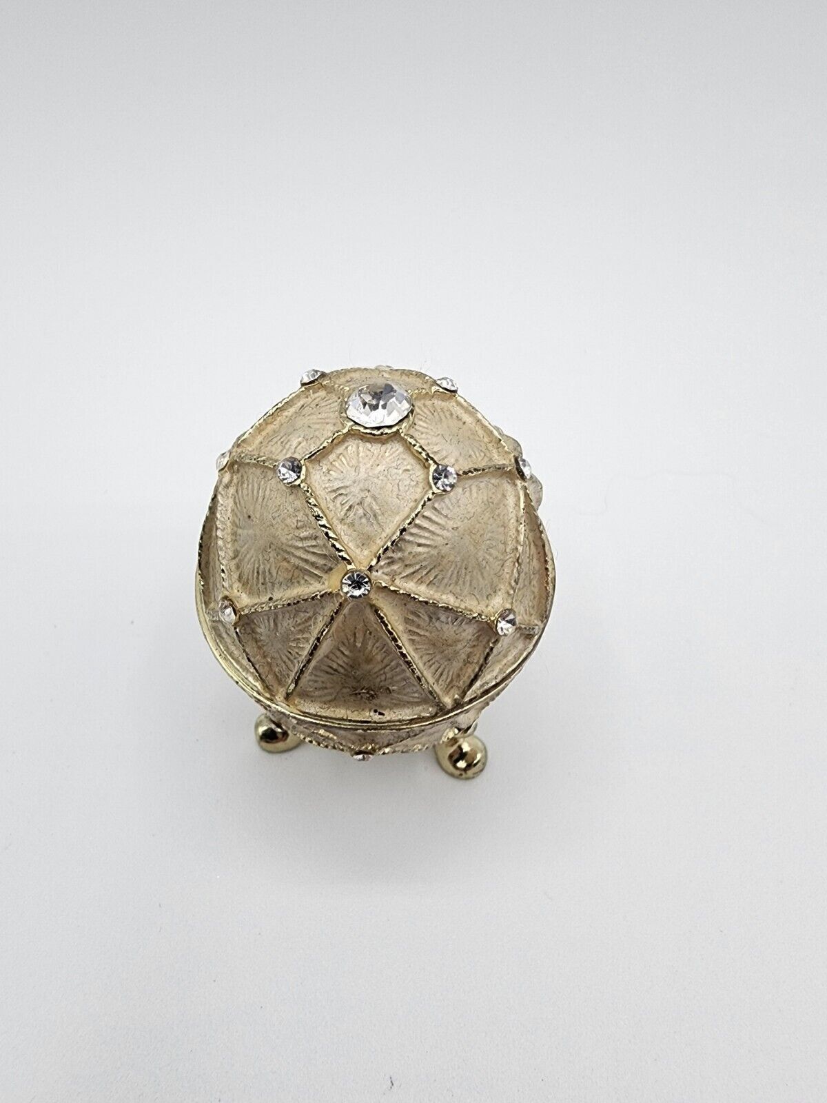 Small Metal Egg trinket box 2 1/4” Enamel Footed