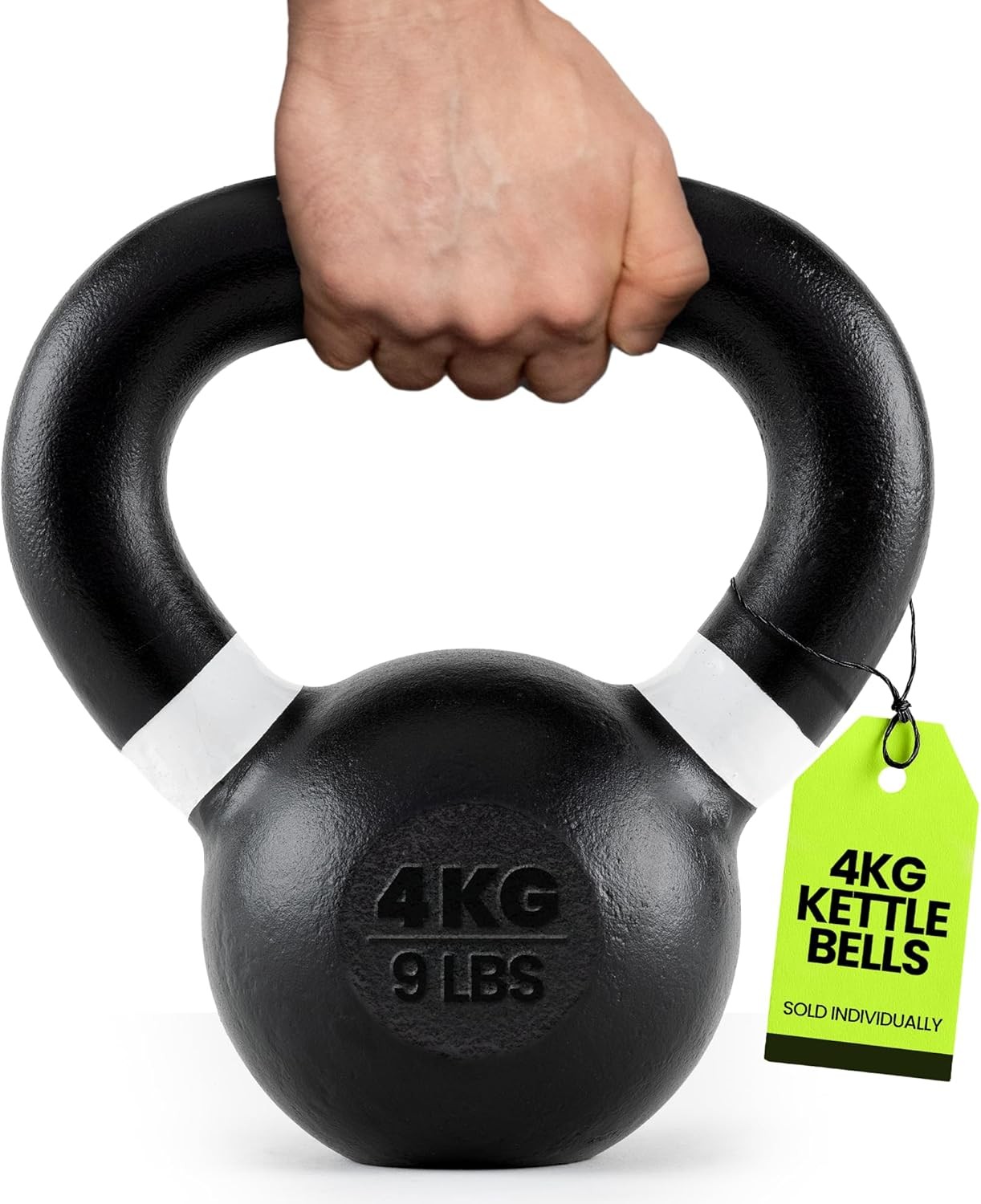 Single Cast Iron Kettlebell Powder Coated Wide Handle Weights Core & Glute