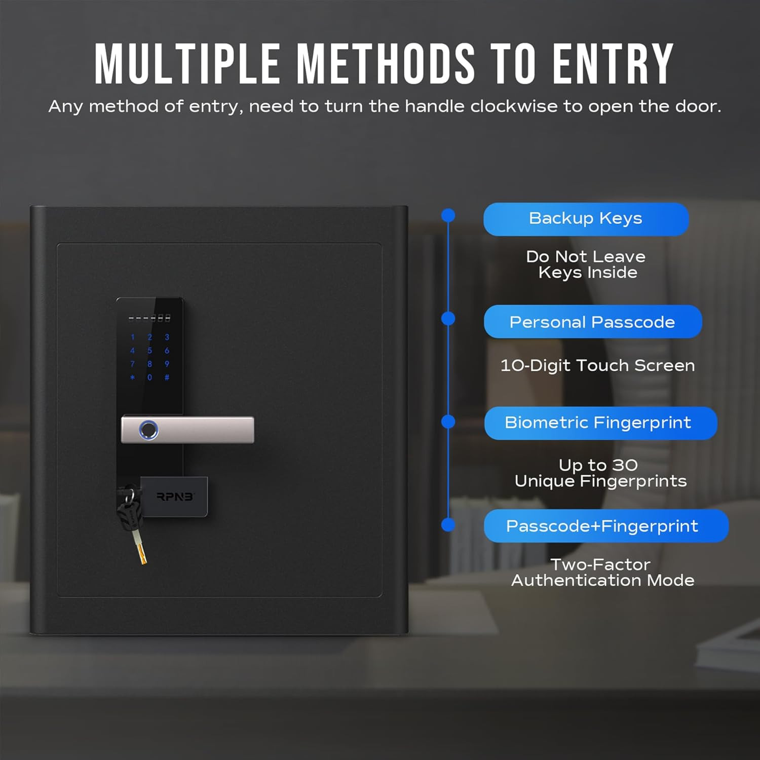 1.6 Cu Ft Home Safe Biometric Fingerprint Touchscreen–Compatible Replacement