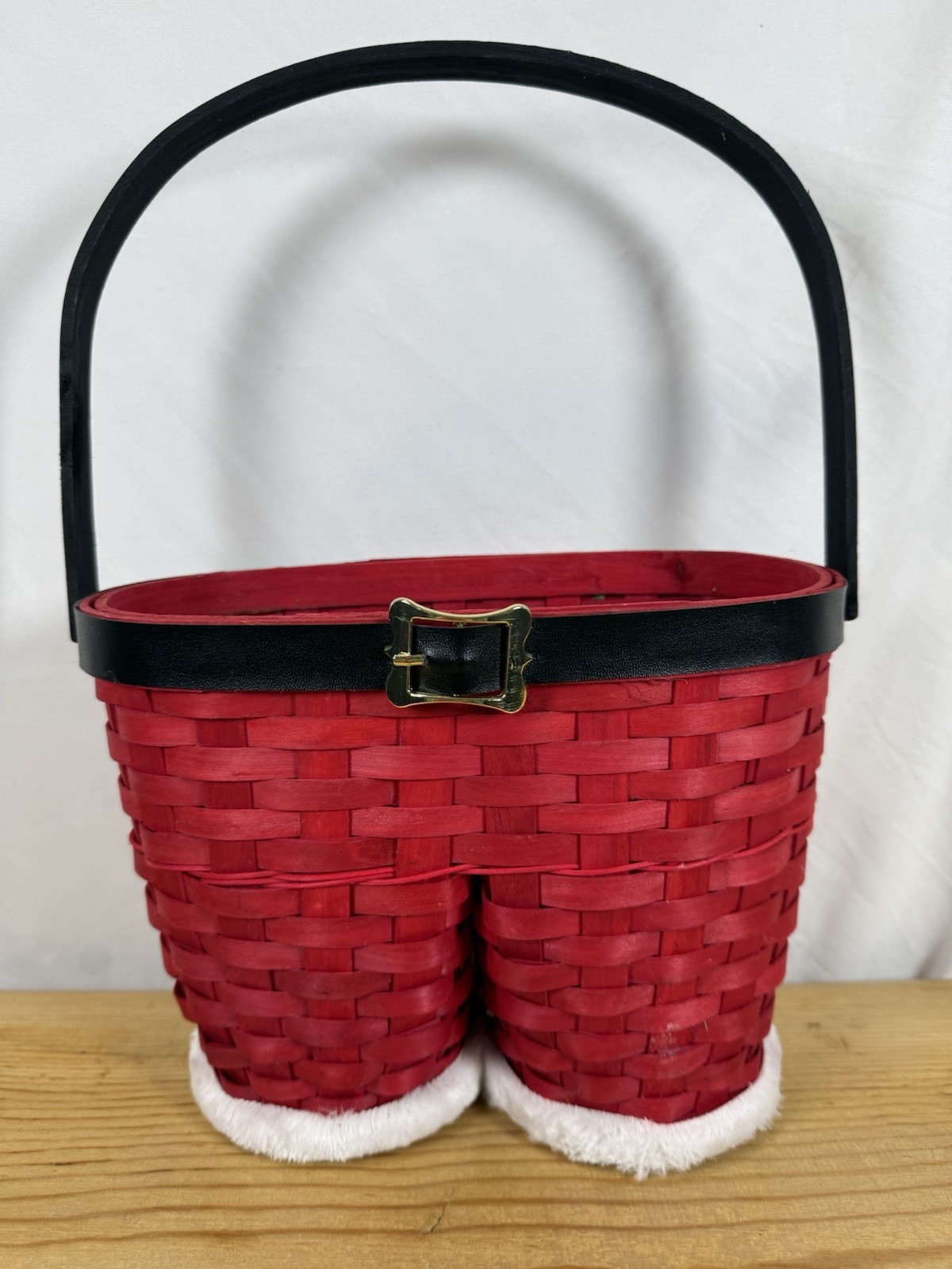 Vintage Santa Basket Wine Holder w/ Handle