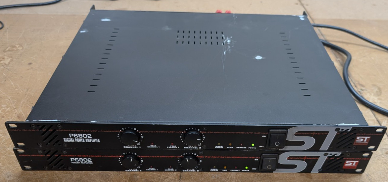 Lot of TWO SoundTech PS802 400W Power Amplifier Rackmount Digital Power Source
