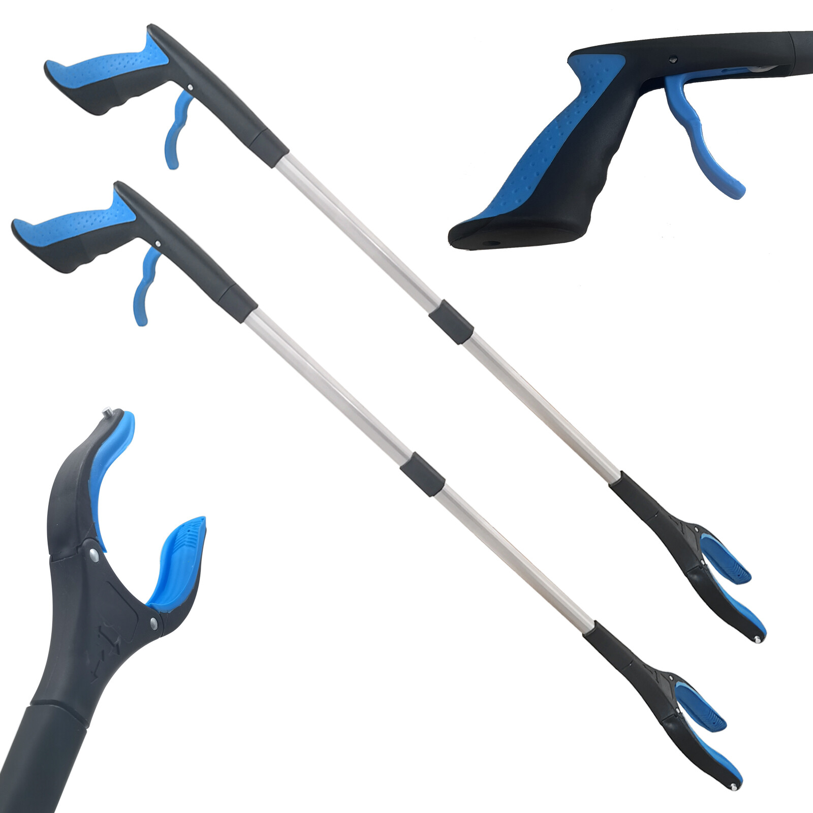 2 Pack 32" Grabber Tool 360° Swivel Head, Lightweight Extra Long, Trash Picker