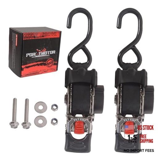 2 Pack Retractable Transom Straps (1" x6'), Stainless Steel Boat Tie Down