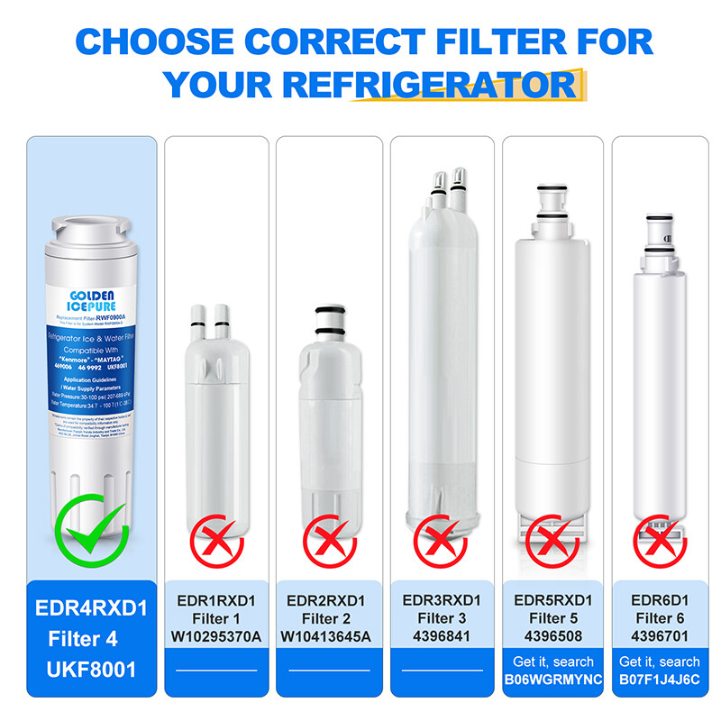 Fit For WRX735SDHZ03 WRX735SDHZ02 WRX735SDHZ01 Refrigerator Water Filter 4 Pack