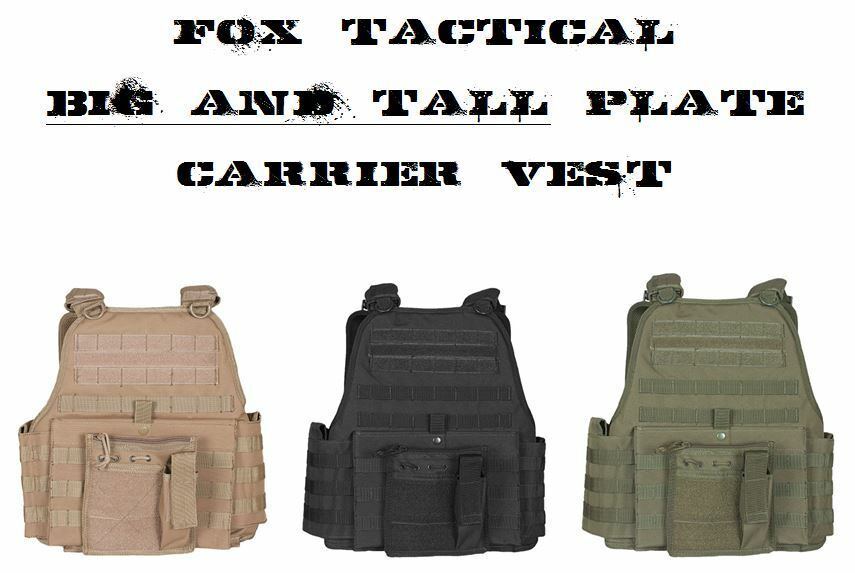 BIG & TALL 2XL/3XL Adjustable MOLLE Tactical Plate Carrier Vest - SWAT BLACK