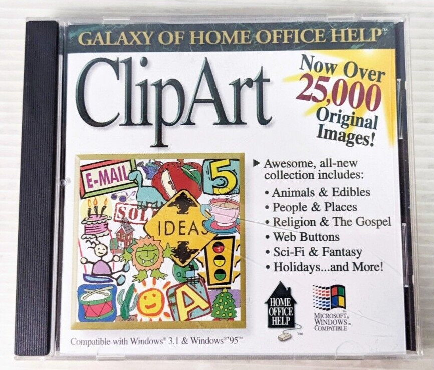 Vintage Galaxy of Home Clip Art for Windows 95 CDROM 25,000 Original Images