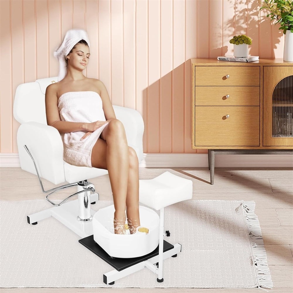FAYEAN No Plumbing Pedicure Station with Adjustable Height, 360° Swivel Stool