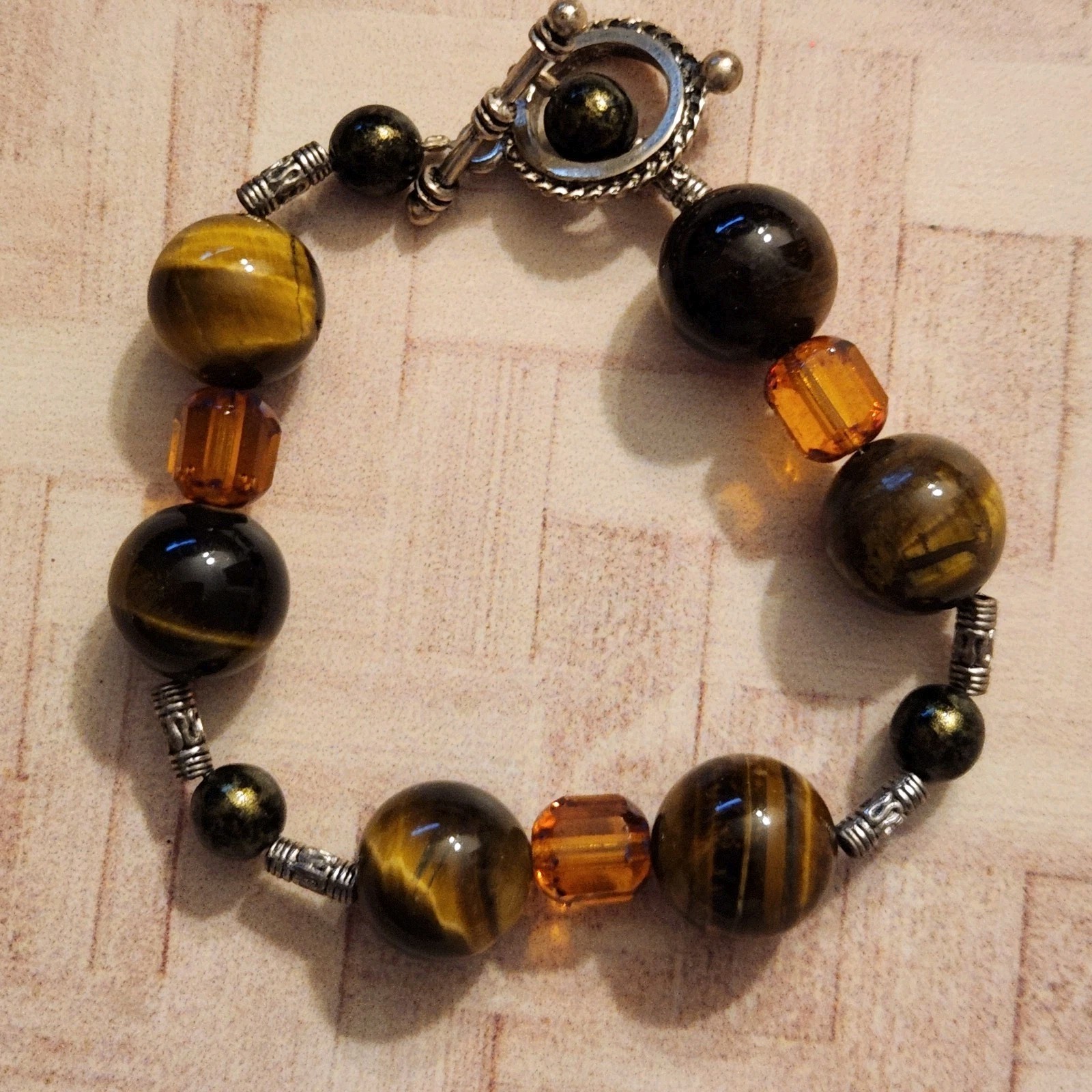 bracelet brown glass beaded handcrafted 6 3/4" bracelet jewelry