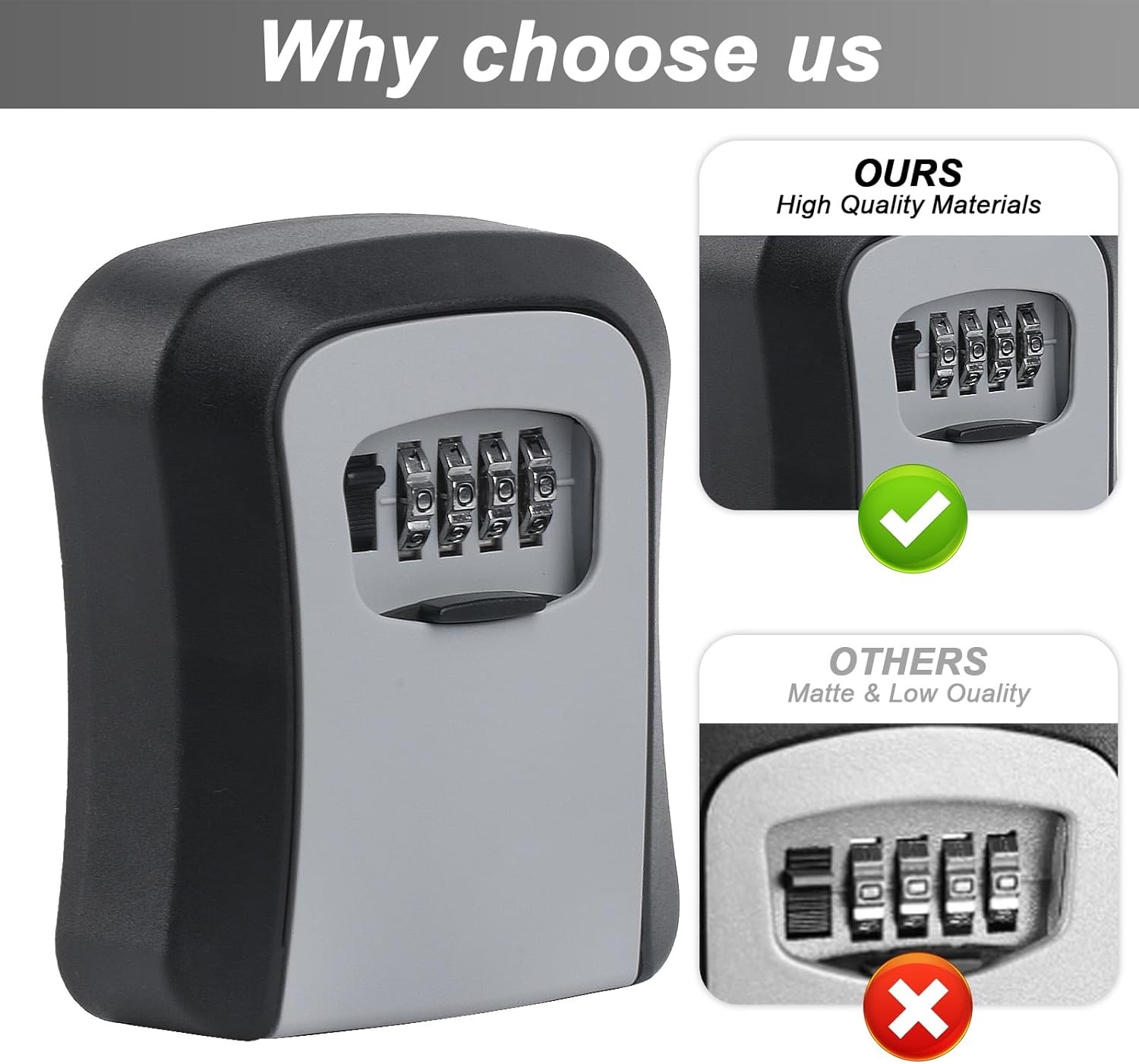Key Lock Box for Outside, Wall Mounted, Waterproof Resettable Code Safe...