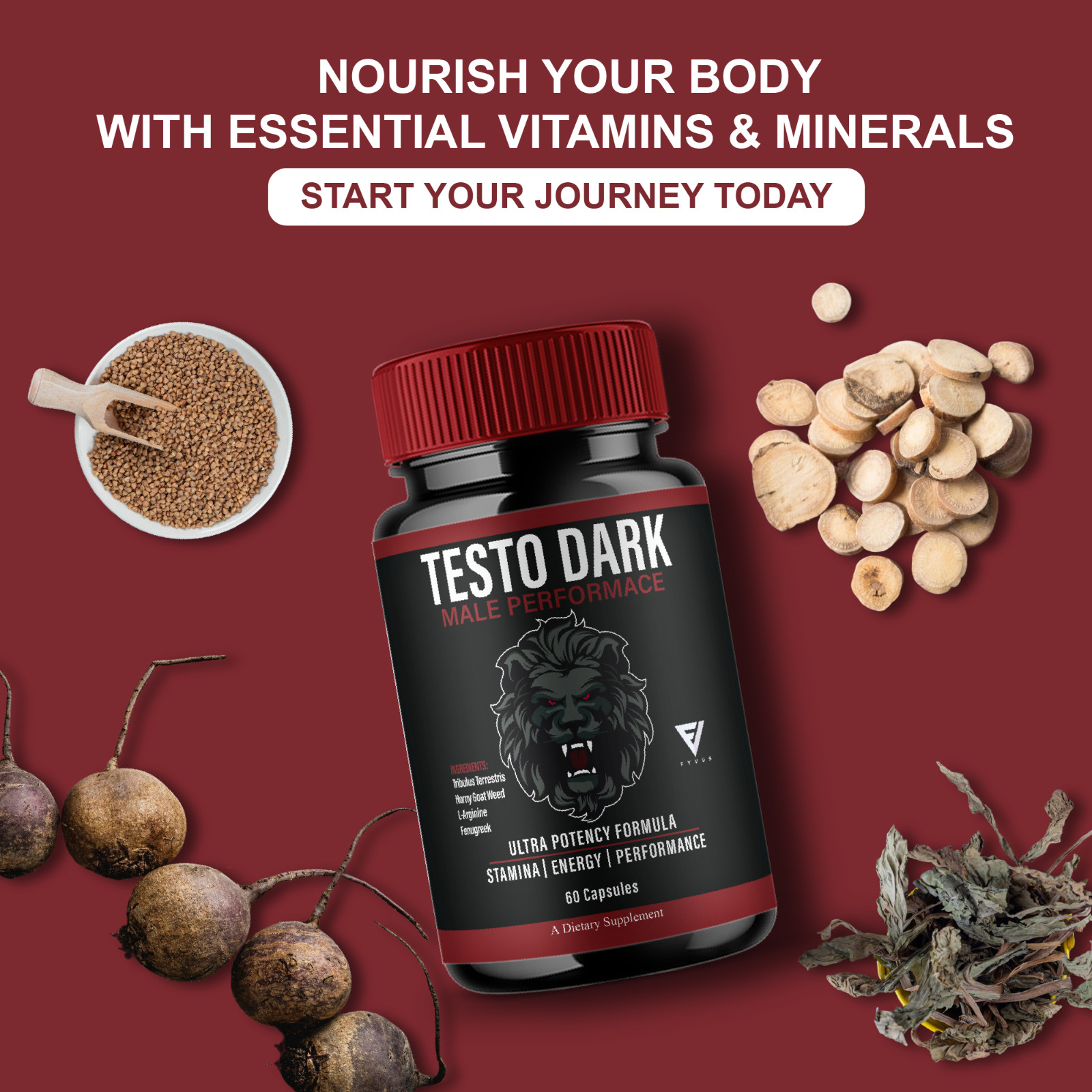 Testo Dark Max Performance Supplement, TestoDark Pills (60 Capsules)
