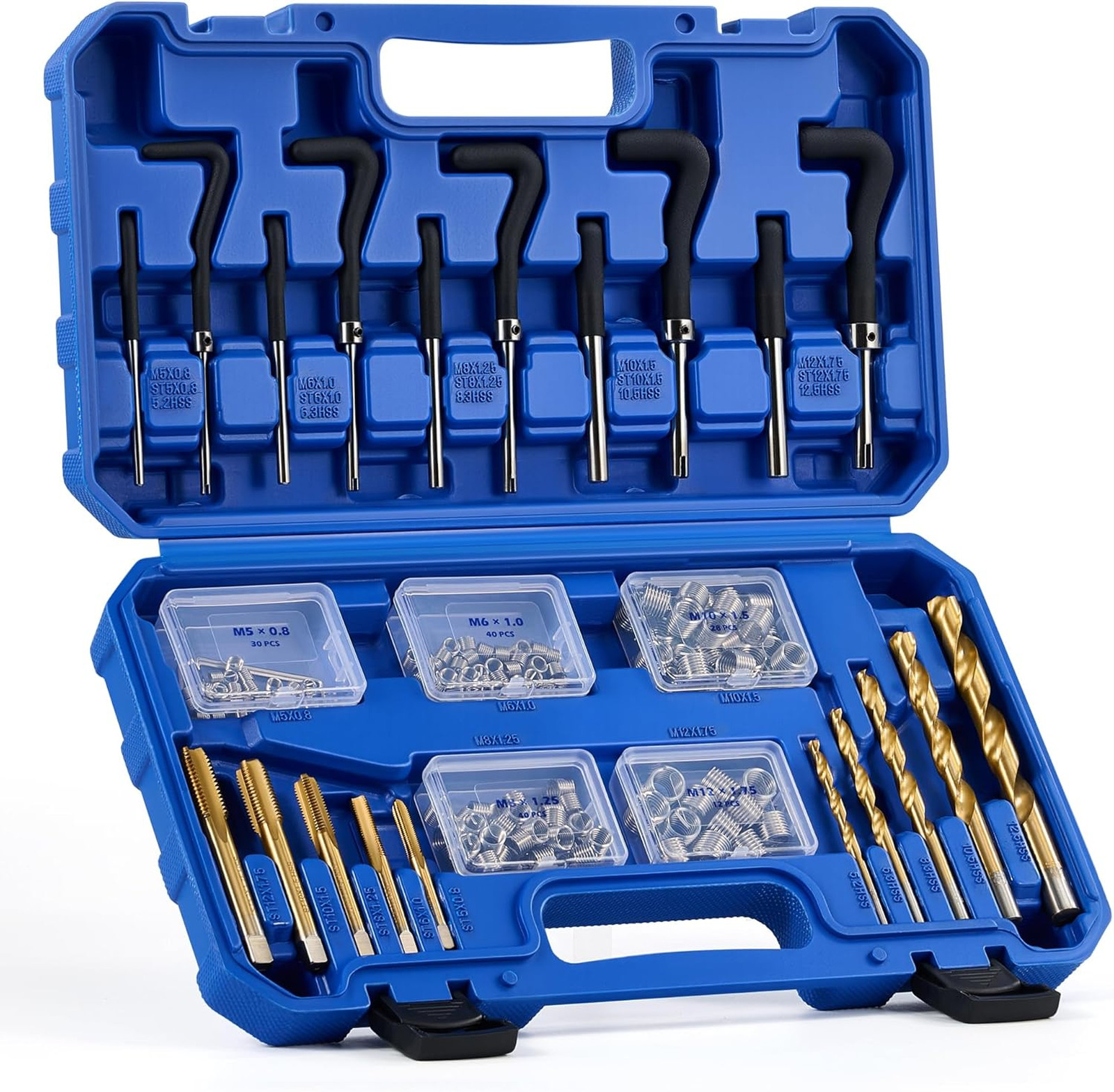 172 Piece Thread Repair Kit Metric Thread Restorer with HSS Drill Bits Taps