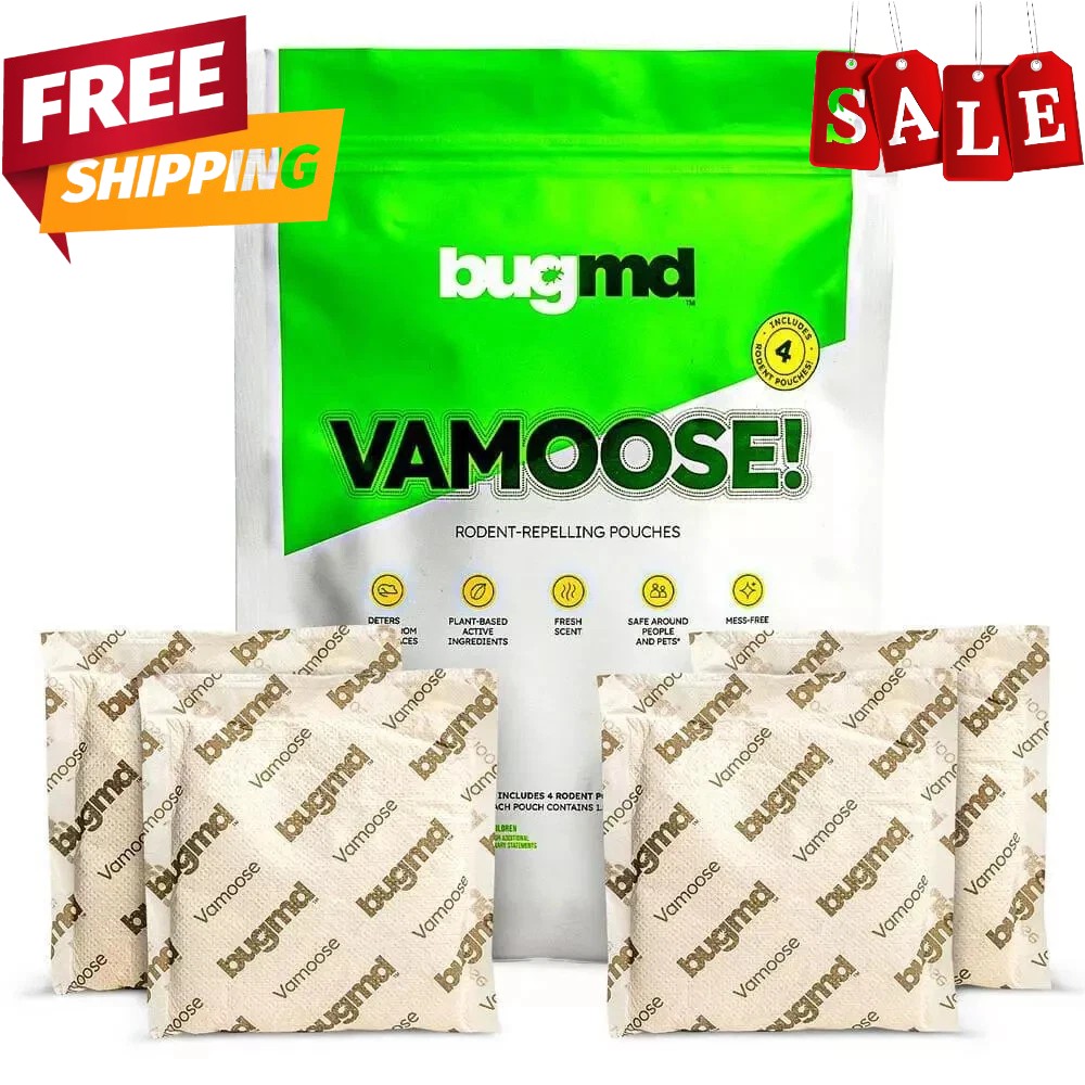 Vamoose, Rodent Pouches, Plant-Powered Rat, Works Anywhere 1 Pack, 4 Pouches