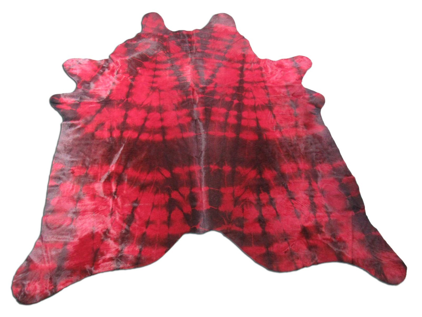 Red Tie Dye Cowhide Rug Size: 7.2x7 feet C-1698
