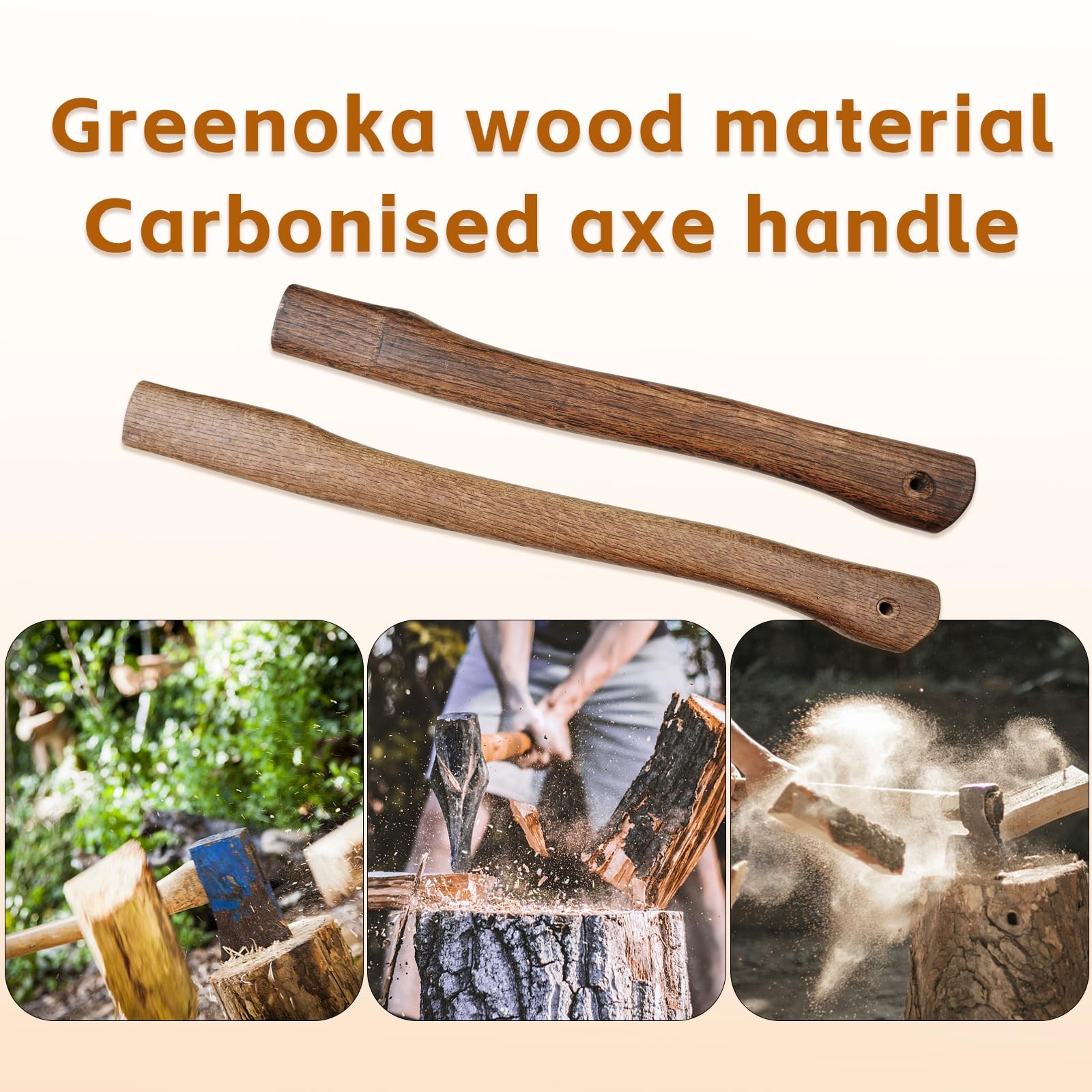XQSL 2-Pack Wood Axe Handle Replacement 17" & 23.6" Hatchet Pick Handles