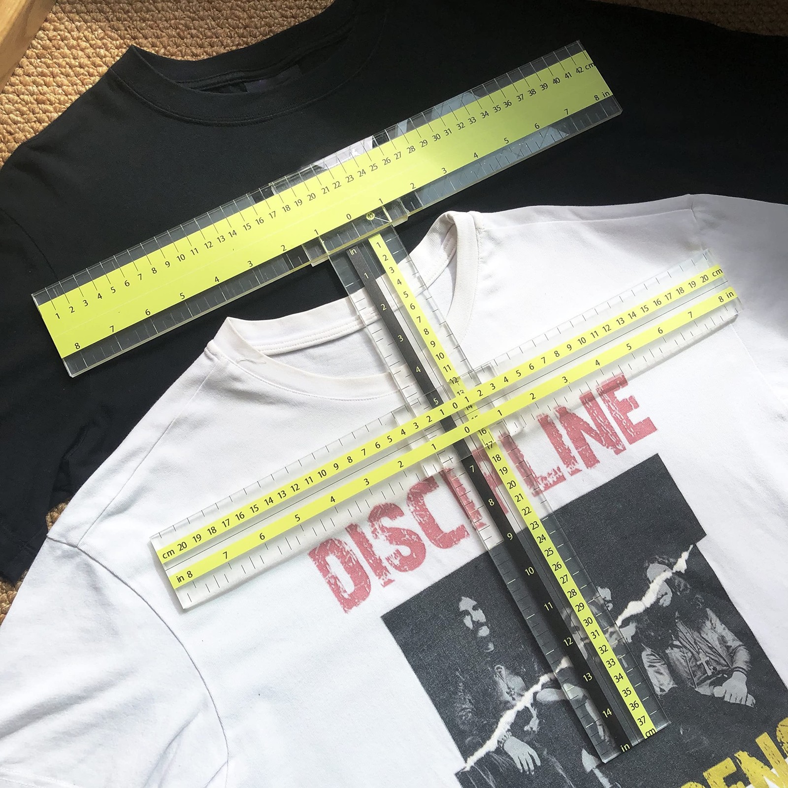 Movable T-Shirt Alignment Ruler Guide Tool for Heat Press | 6mm thickness acr...