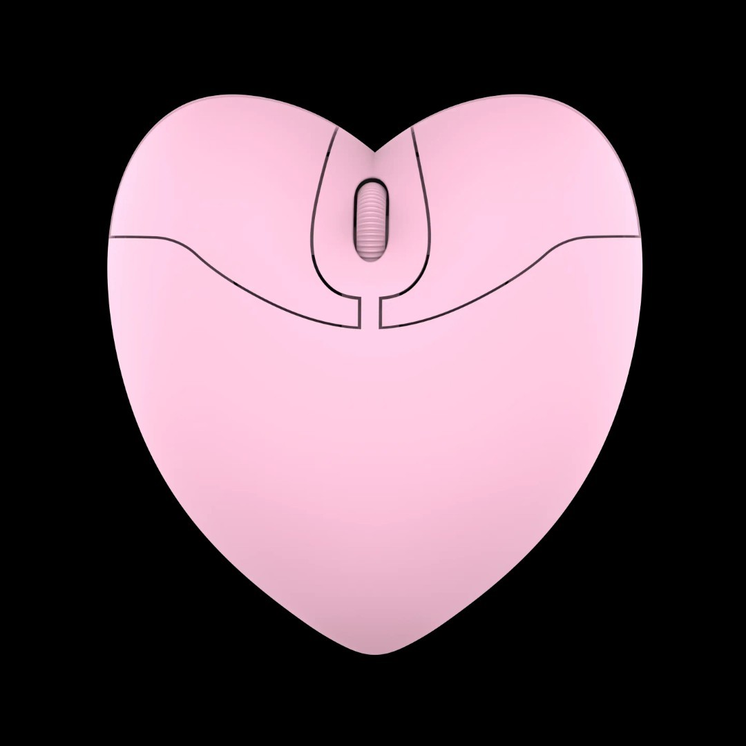 Pink Heart Bluetooth Computer Mouse With Receiver Cute Office Accessory