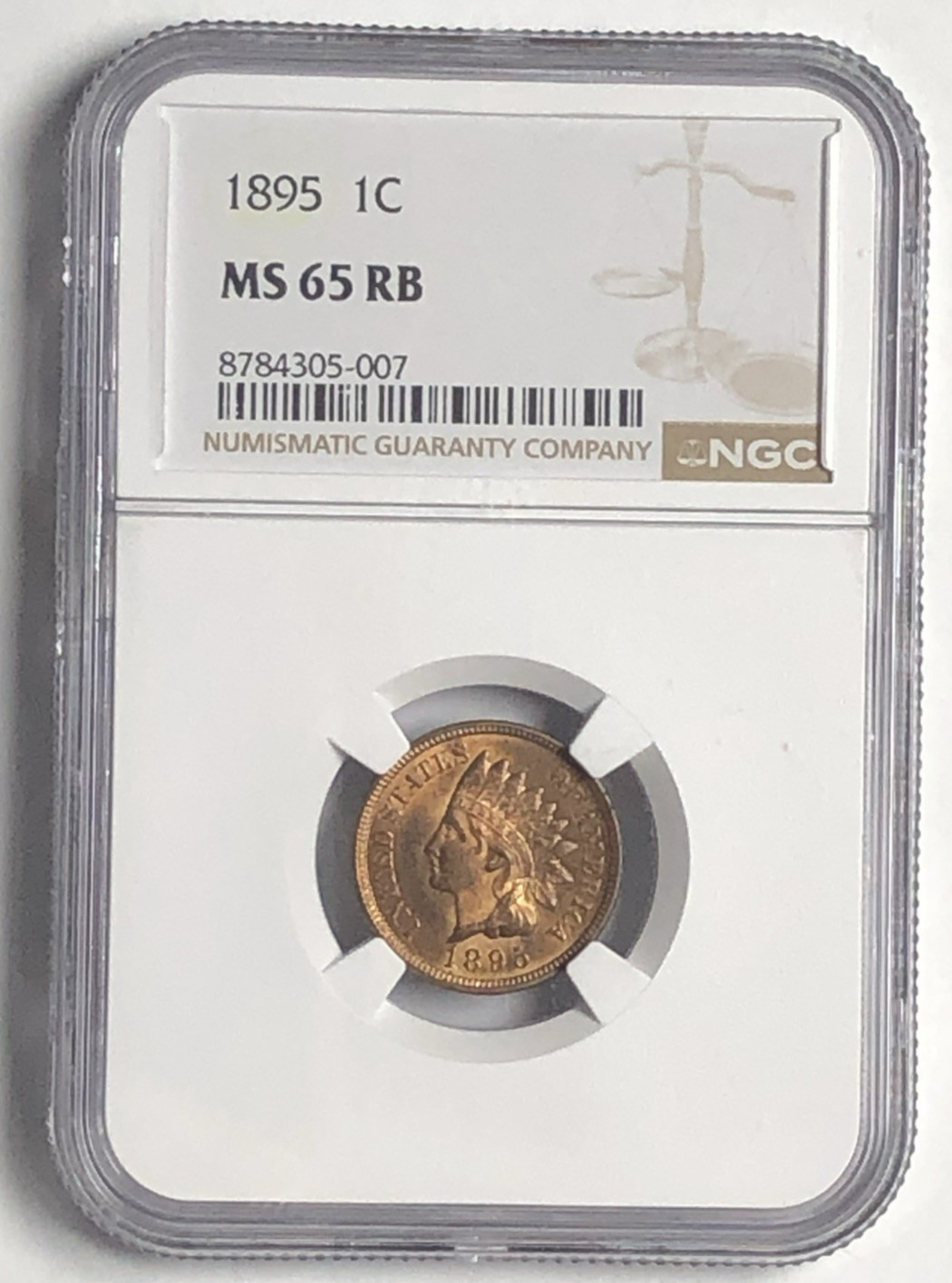 1895 INDIAN HEAD "NGC MS65 RB"🔥RED BRILLANCE OF THE RED COLOR COMING OUT💥✅
