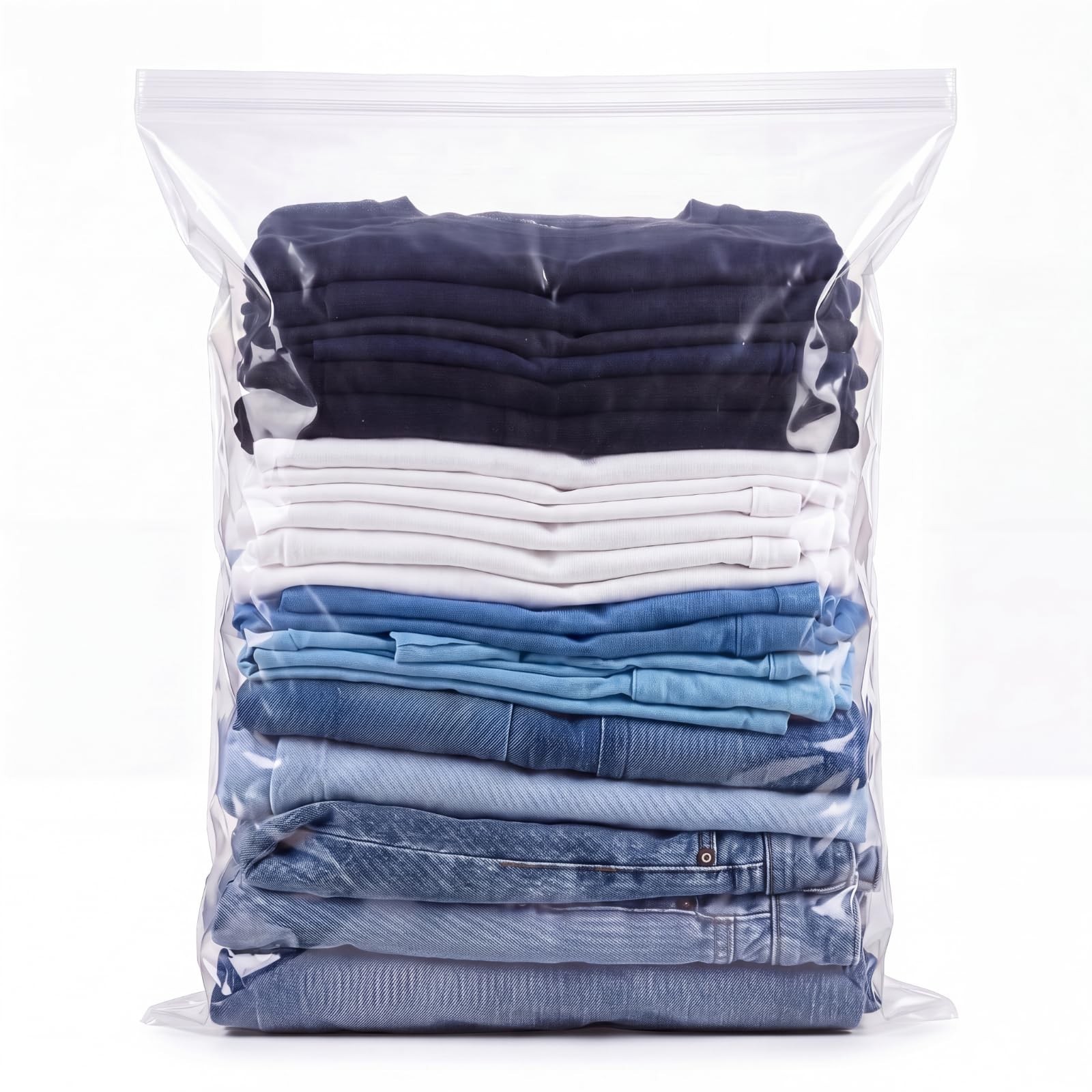 20 Pack 20 x 28 Inch 6.5 Gallon Large Clear Plastic Storage Bags with Zipper ...