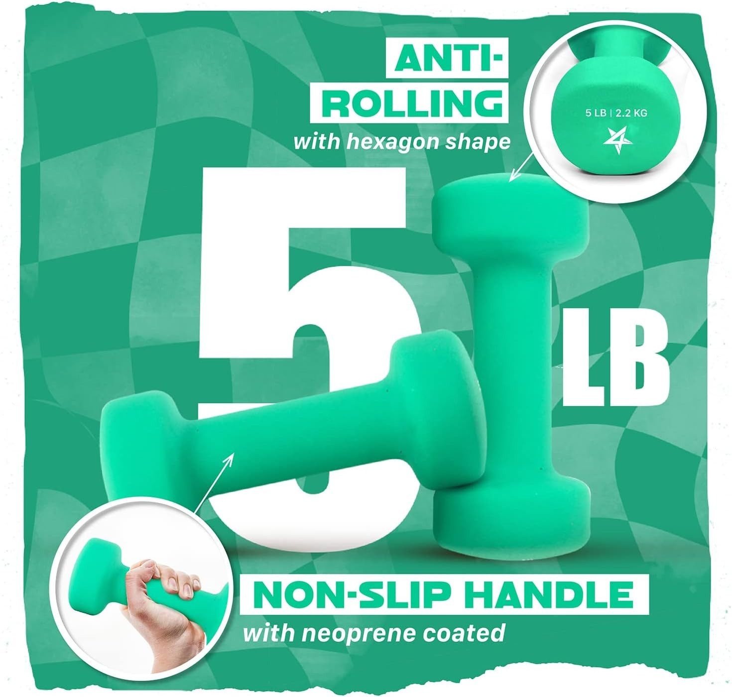 Neoprene Coated Dumbbell Hand Weight Pair- 2 x 5LB