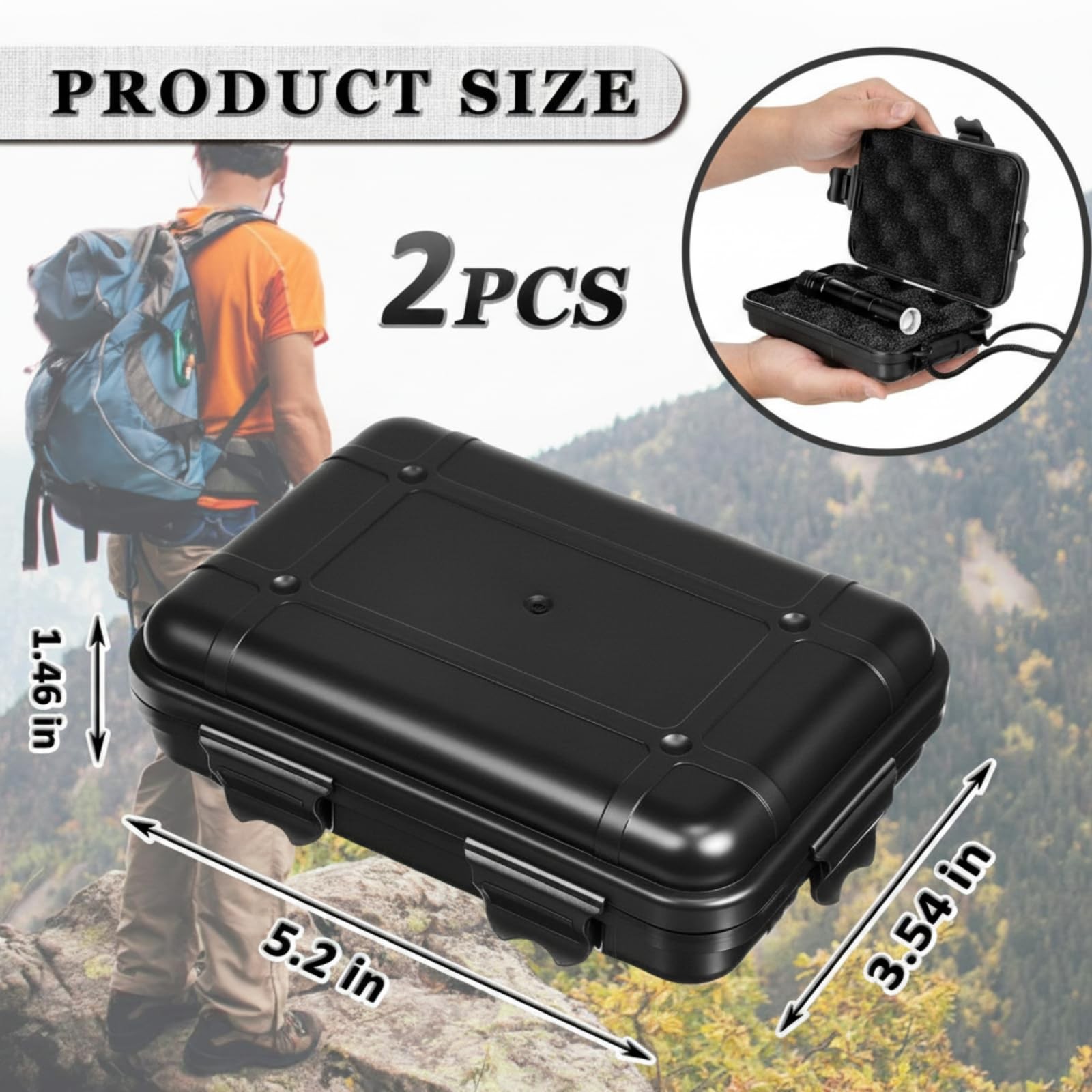 Relaxweex Waterproof Storage Box Foam Insert Shockproof Travel Case
