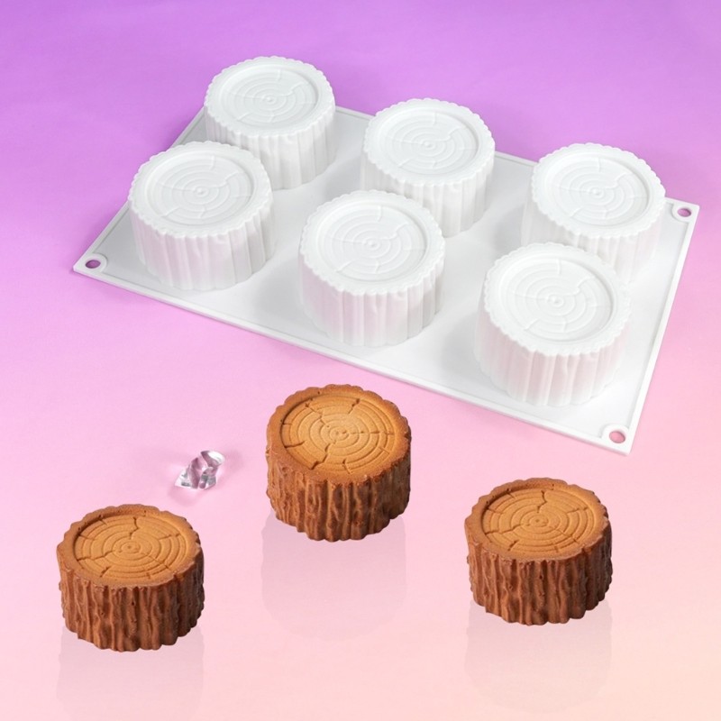 6 Cavity Tree Stump Silicone Mousse Cake Moulds Chocolate Baking Mould Kitchen