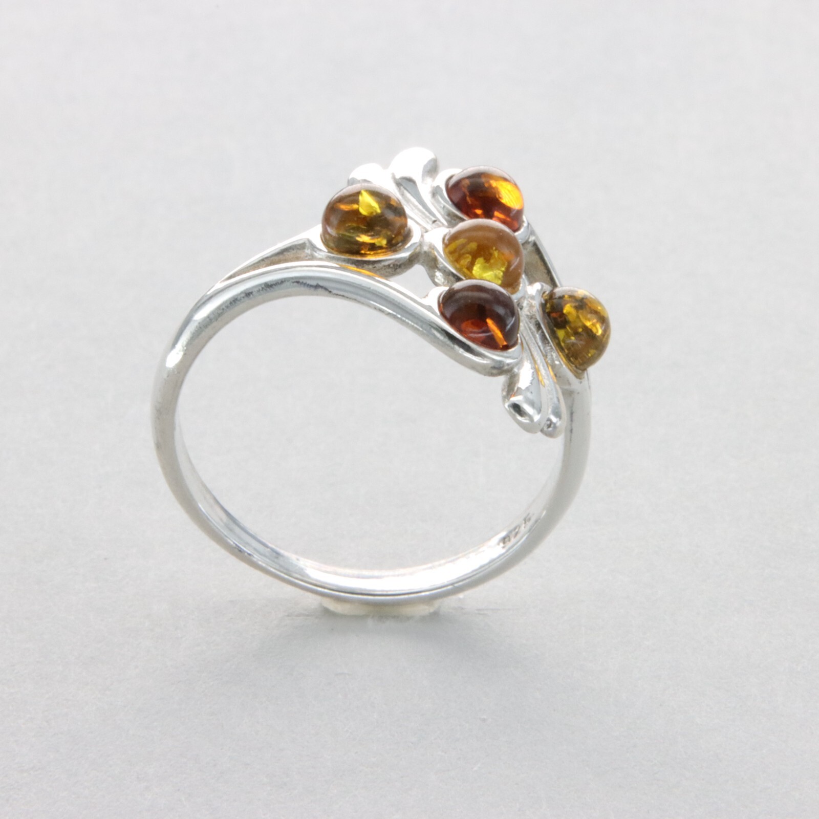 Multi-Color BALTIC AMBER Ring - 925 STERLING SILVER Poland #3e